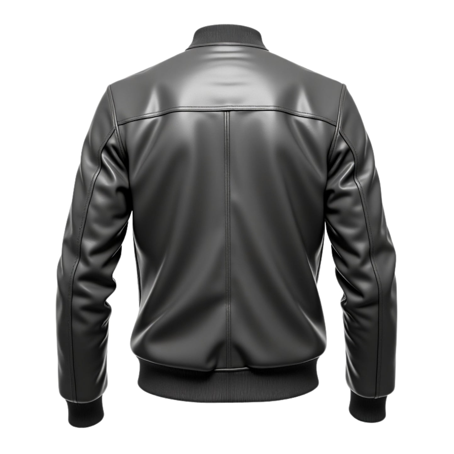 Men's Black Real Leather Bomber Jacket – Minimalist Ribbed Cuffs Zipper Style