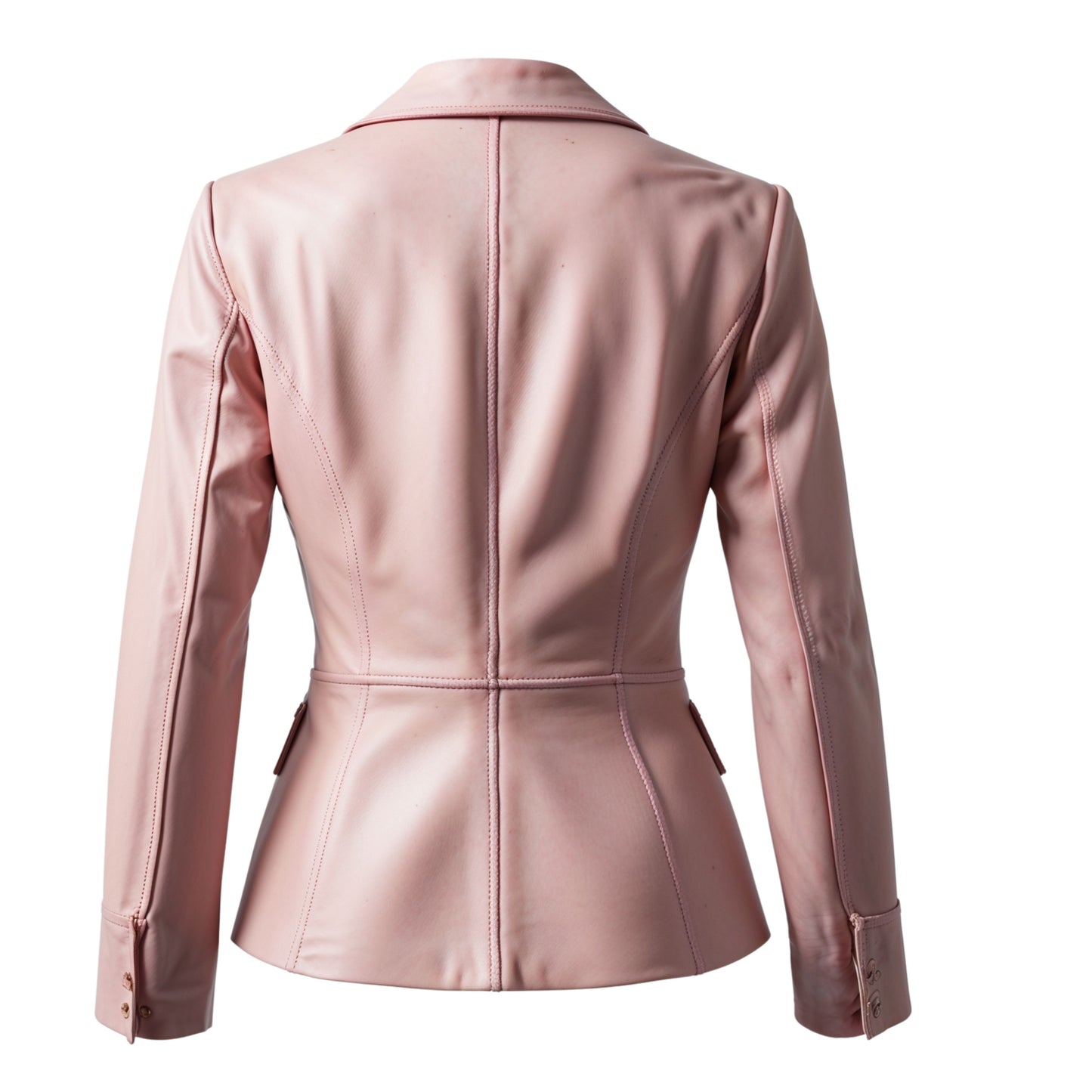 Womens Blush Pink Real Leather Blazer Jacket Tailored Fit Single Button Lapel Style