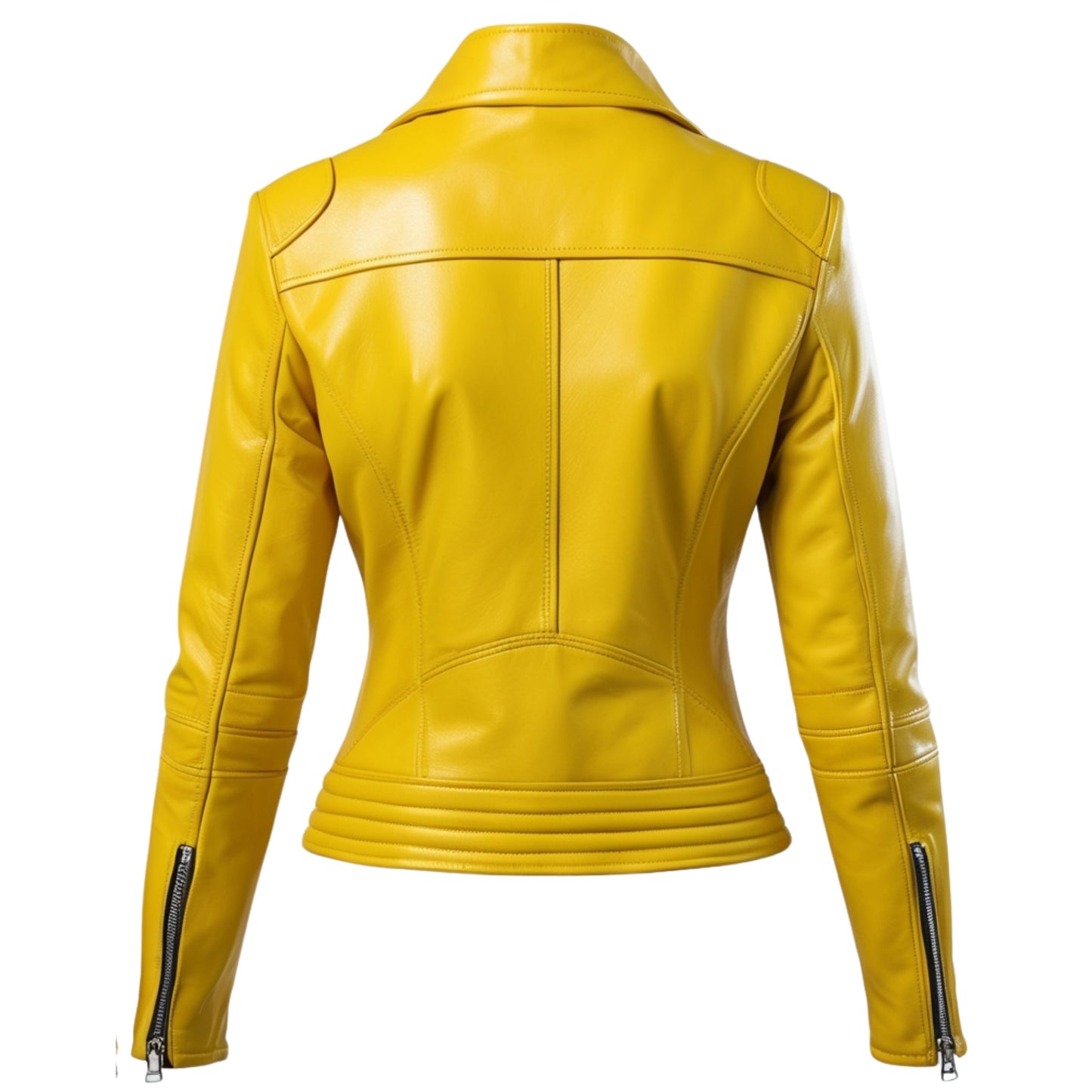 Womens Yellow Real Leather Biker Jacket – Asymmetrical Zip Slim Fit Outerwear