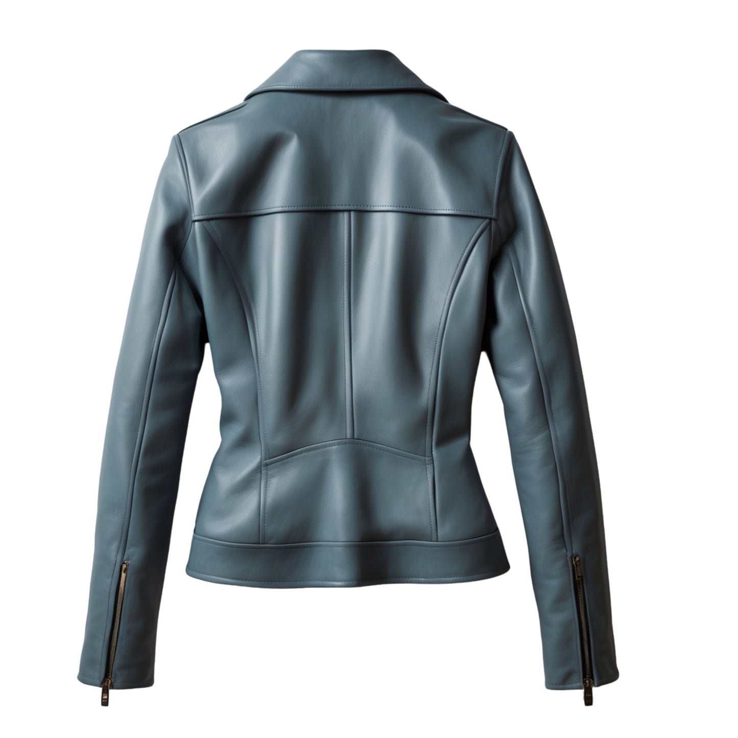 Womens Grey Real Leather Biker Jacket – Slim Fit Asymmetric Moto Coat
