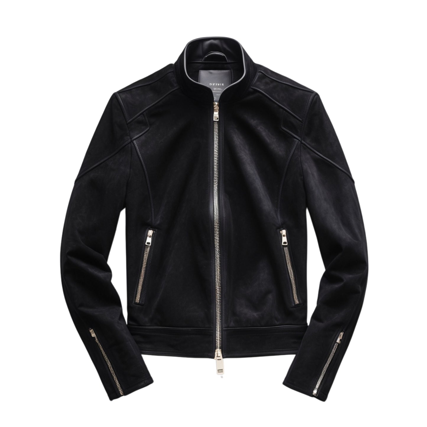 Men's Black Real Leather Moto Jacket – Slim Fit, Zip Pockets, Modern Style