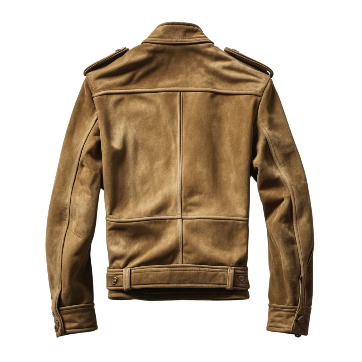 Men's Brown Suede Military Jacket with Flap Pockets and Epaulette Detailing