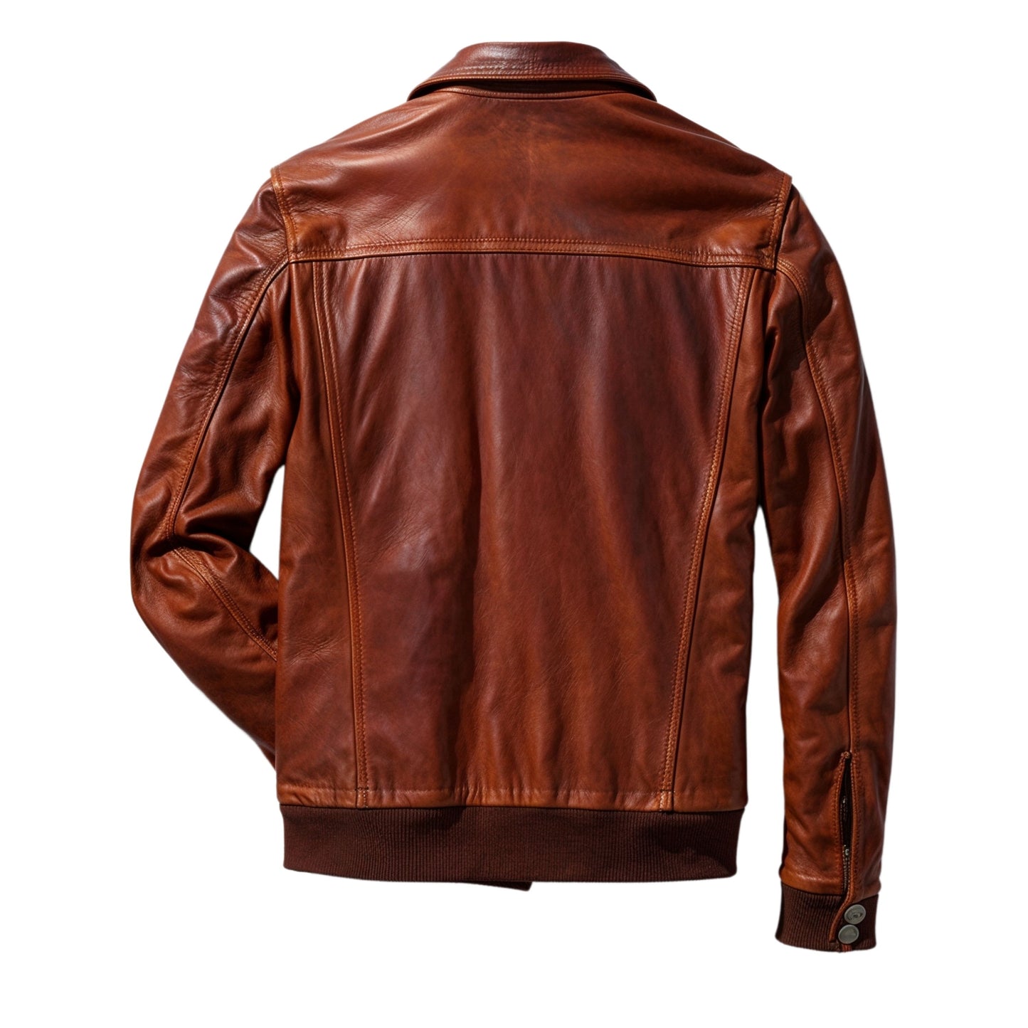 Men's Brown Leather Trucker Jacket – Rugged Classic Style, Button Front, Multiple Pockets