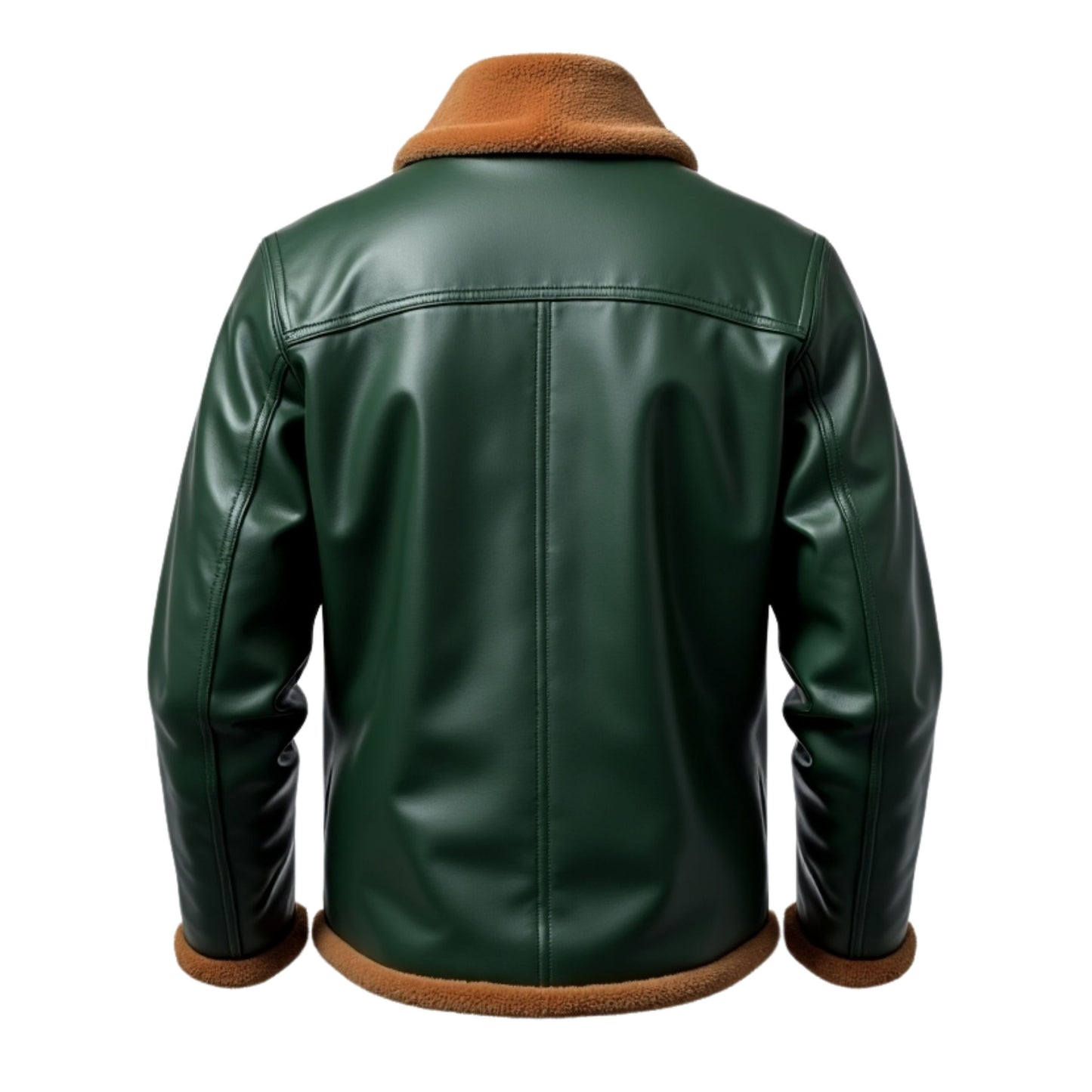 Men's Green Leather Aviator Jacket with Shearling Lining – Vintage Button Detail