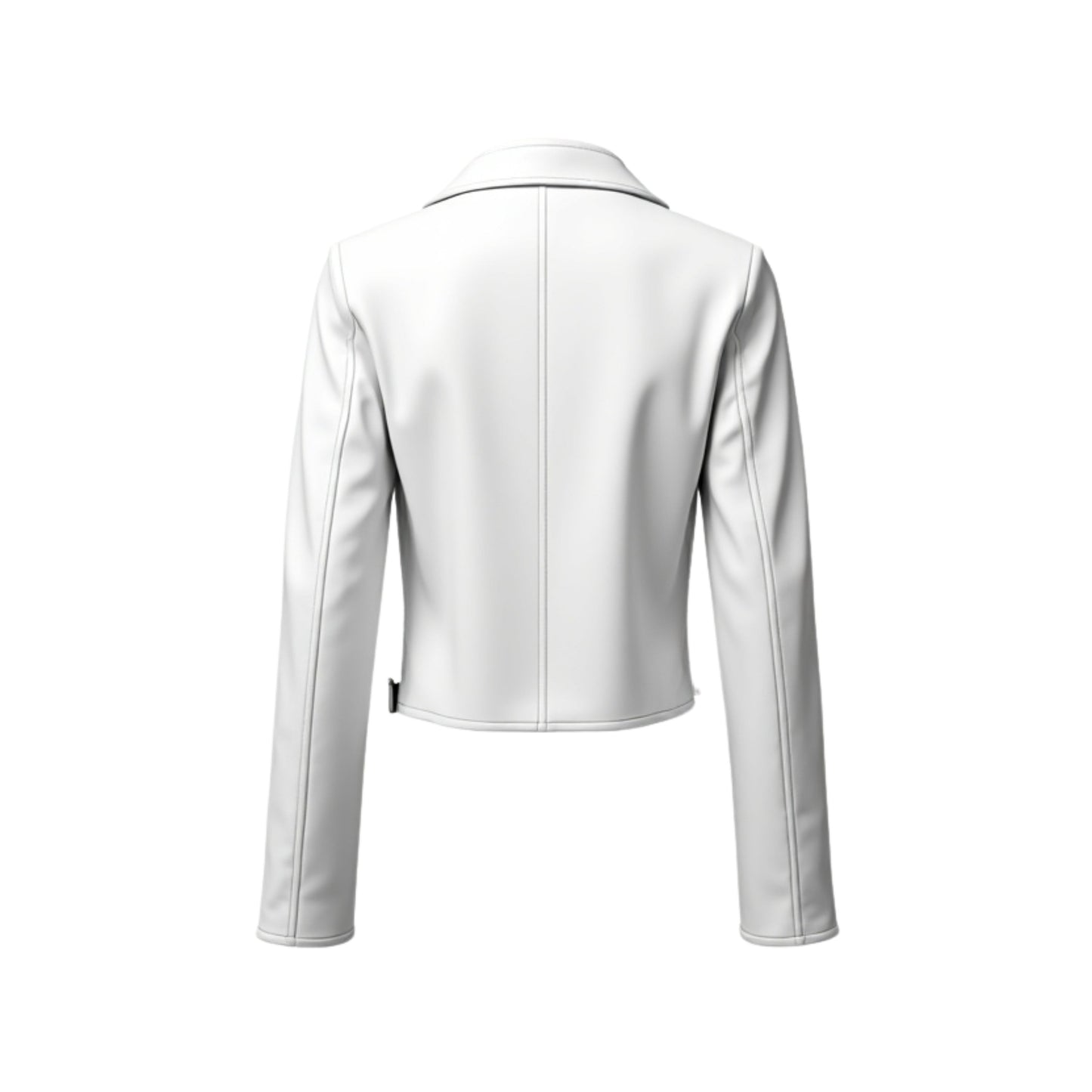 White Leather Biker Jacket Women Chic Moto Slim Fit Asymmetrical Zipper