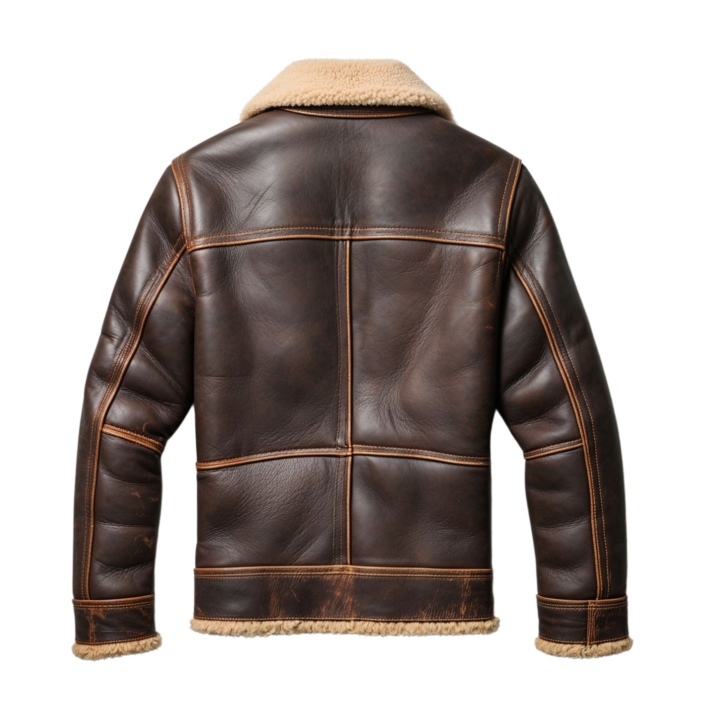Men's Brown Genuine Leather Shearling Aviator Jacket – Vintage Winter Comfort Wear