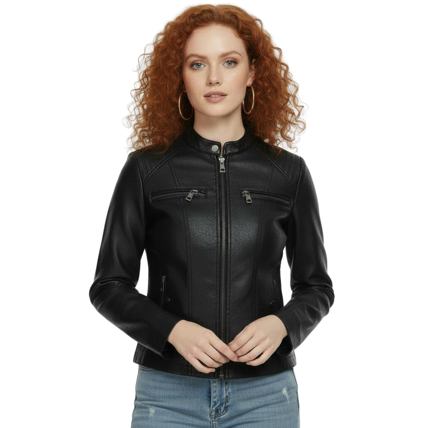Women's Black Sheepskin Leather Biker Jacket - Quilted Moto Streetwear