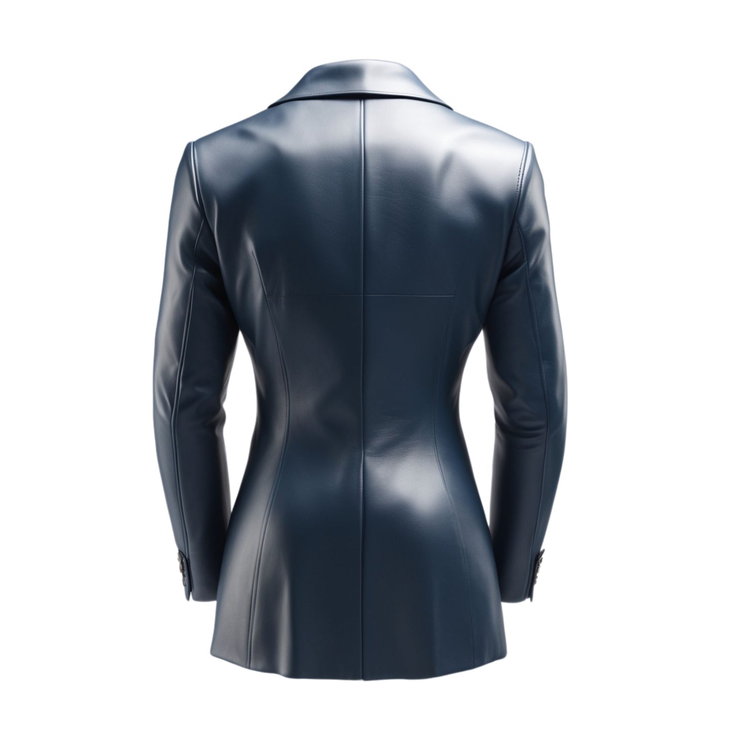 Navy Blue Lambskin Leather Blazer Jacket – Three Button Tailored Suit Coat