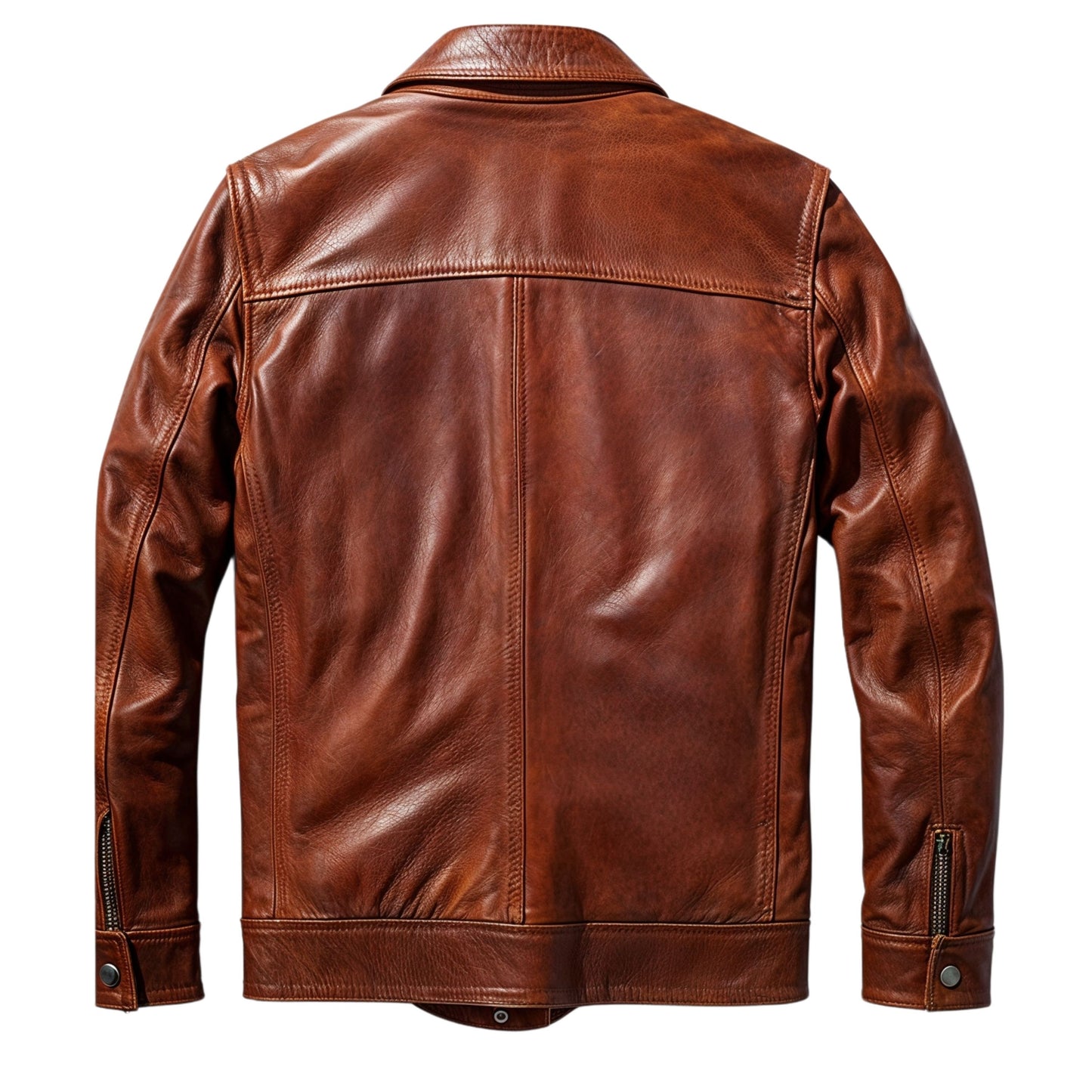 Men's Cognac Brown Leather Trucker Jacket – Rugged Classic Urban Style