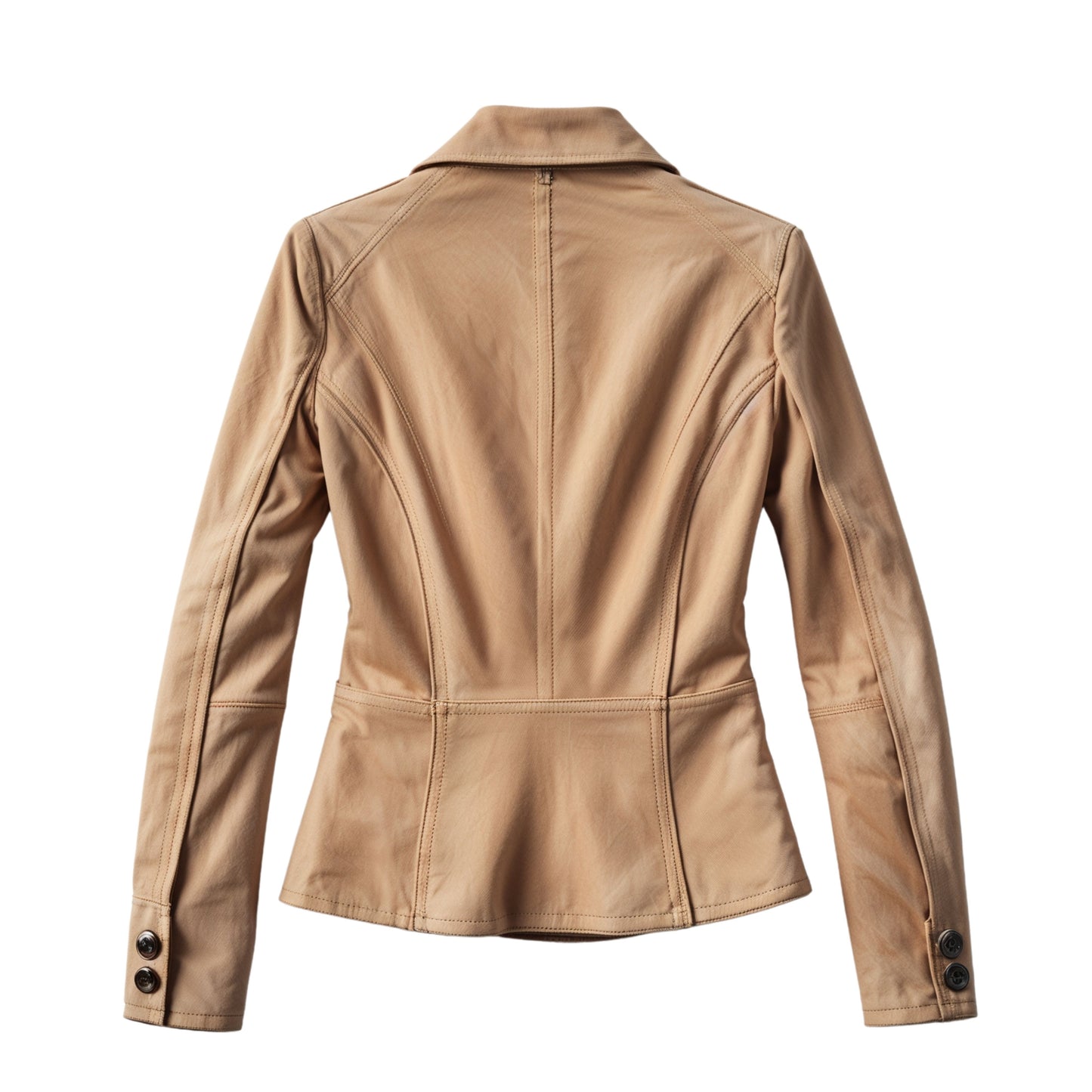 Women's Tan Real Leather Blazer Jacket – Slim Fit Tailored Office Wear