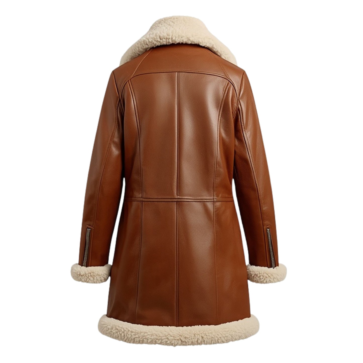 Mens Cognac Brown Leather Shearling Aviator Jacket – Biker Style Warm Outerwear
