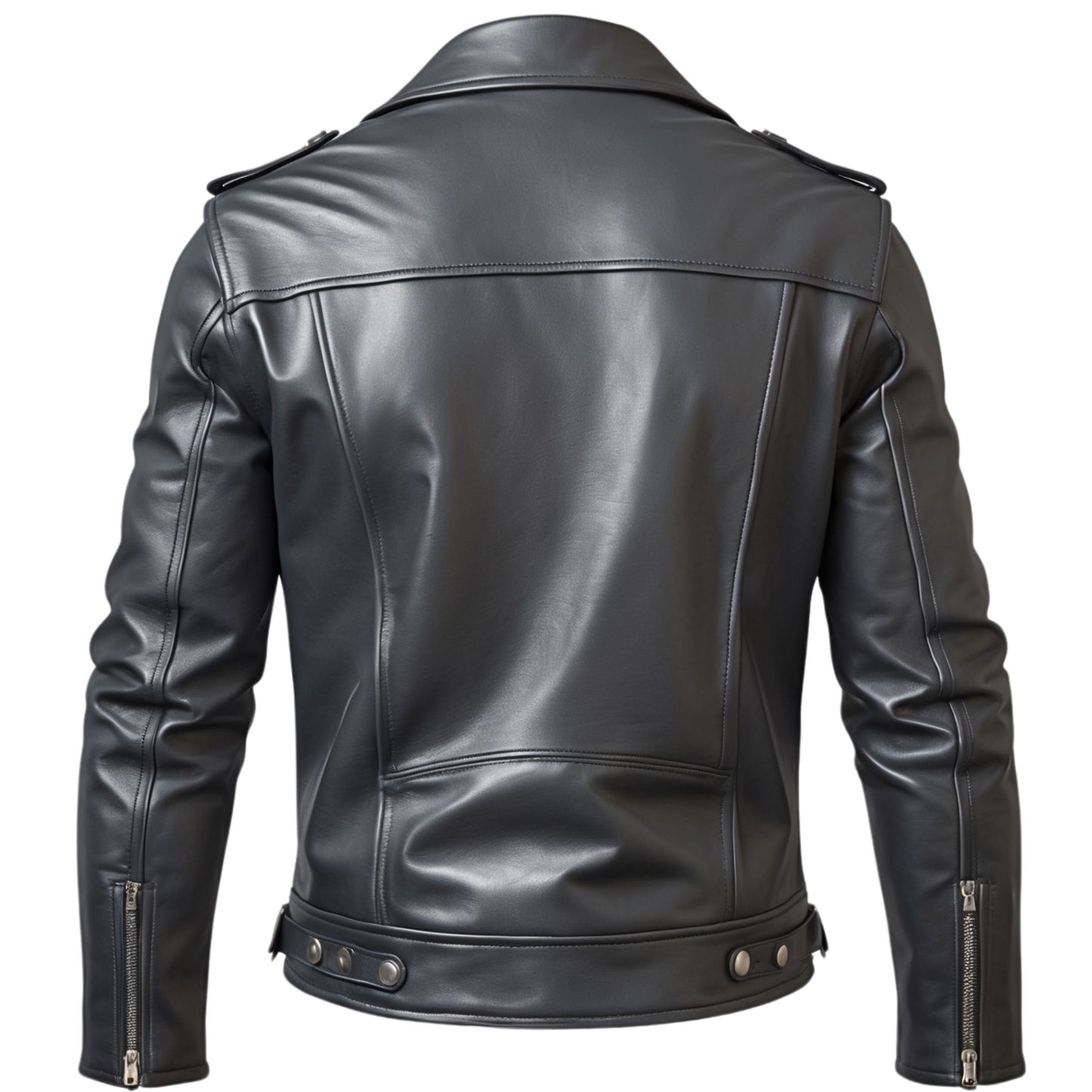 Men's Real Leather Black Biker Jacket – Classic Motorcycle Design, Asymmetrical Zipper