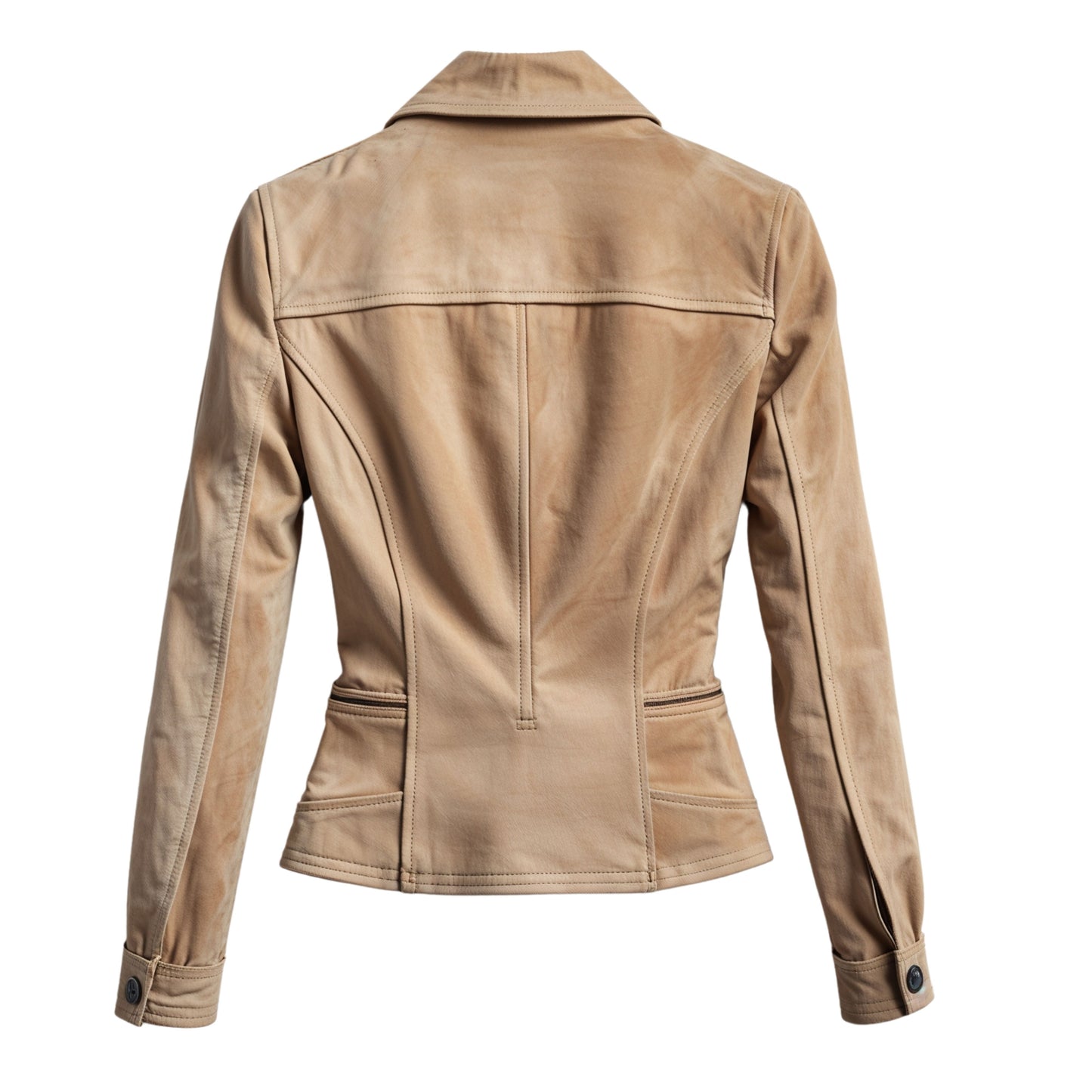 Women's Real Leather Blazer Jacket: Slim Fit, Notched Lapel, Three-Button Coat Wear