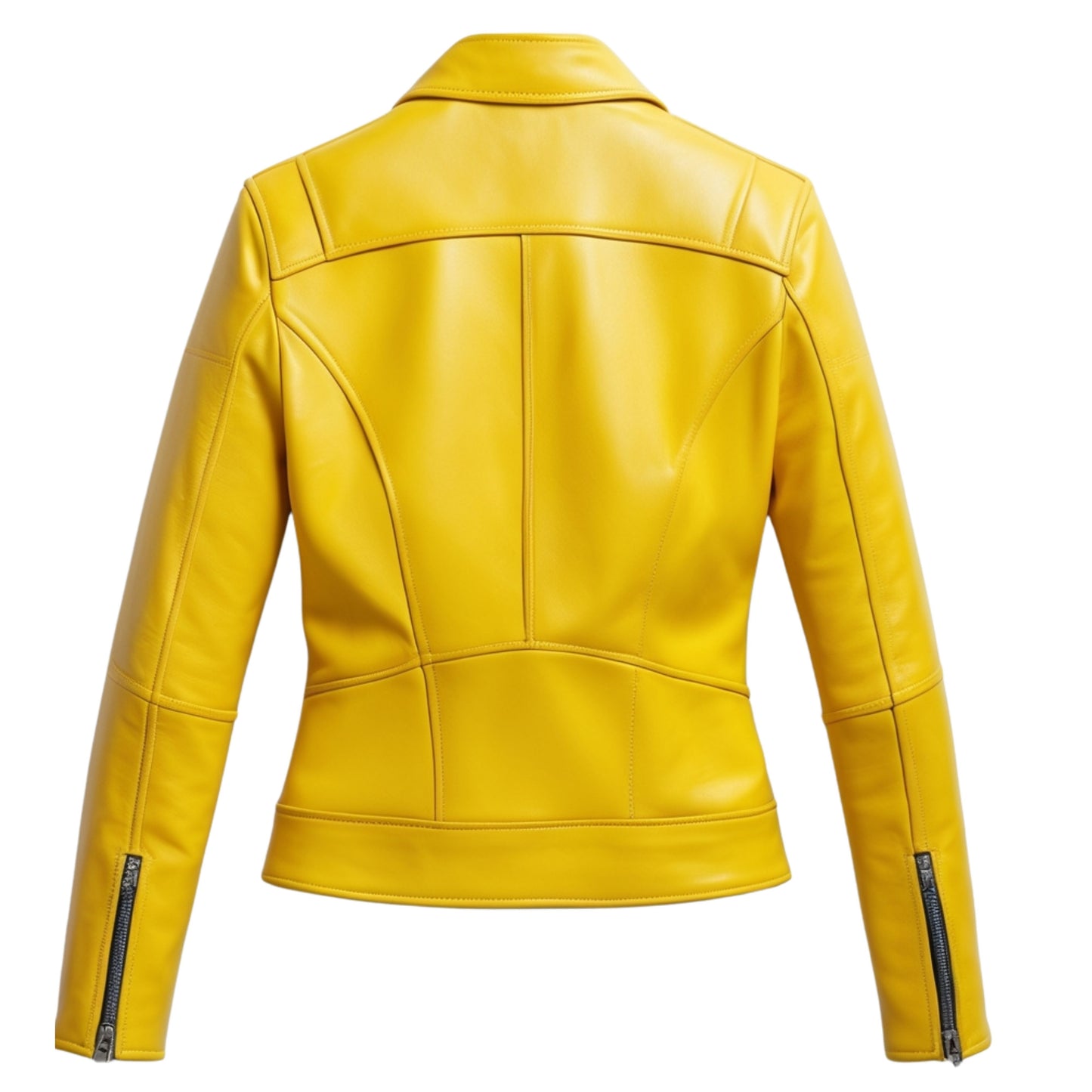 Womens Yellow Real Leather Moto Jacket – Asymmetrical Zip Biker Style