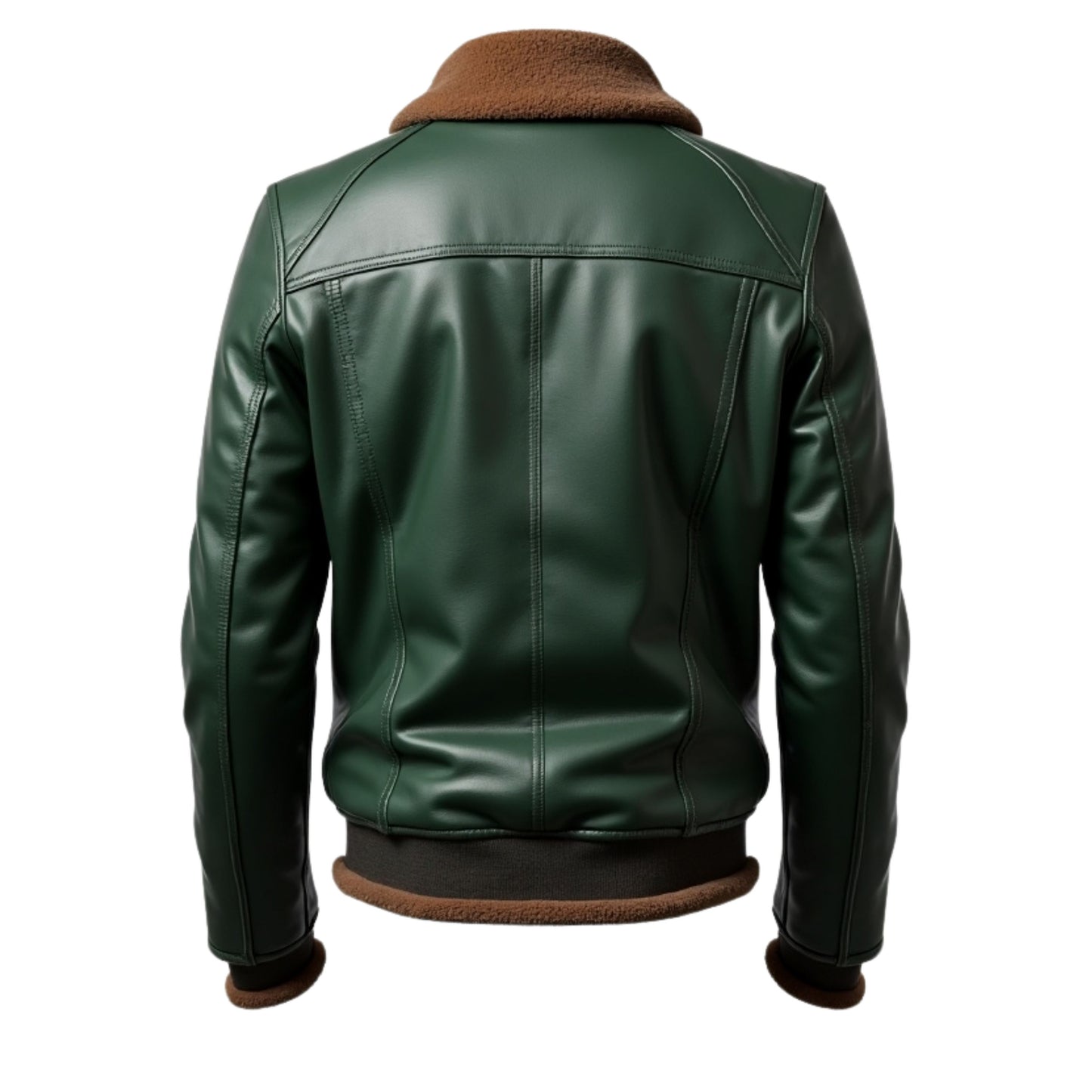 Men's Green Leather Aviator Jacket with Brown Shearling Collar – Vintage Inspired Wear