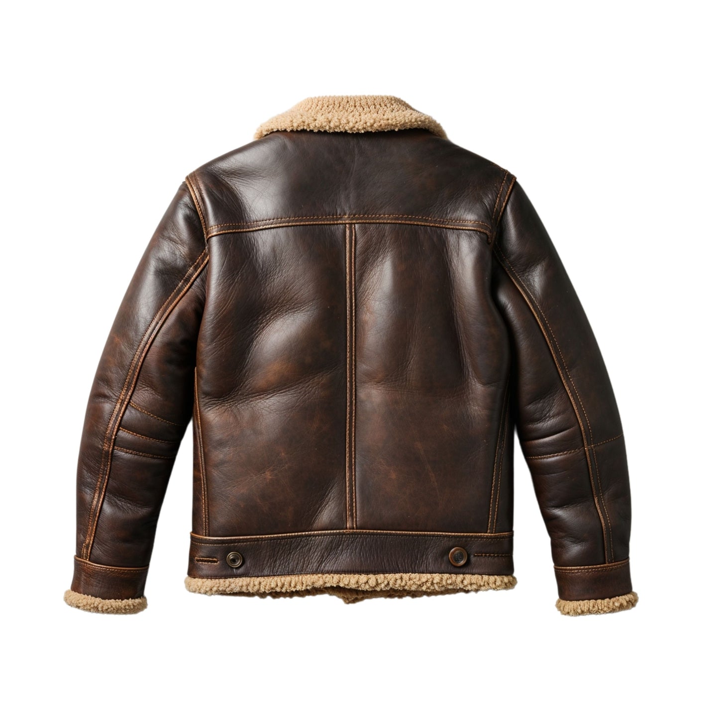 Men's Real Leather Aviator Jacket: Shearling Lined, Vintage Brown Finish, Winter Warmth