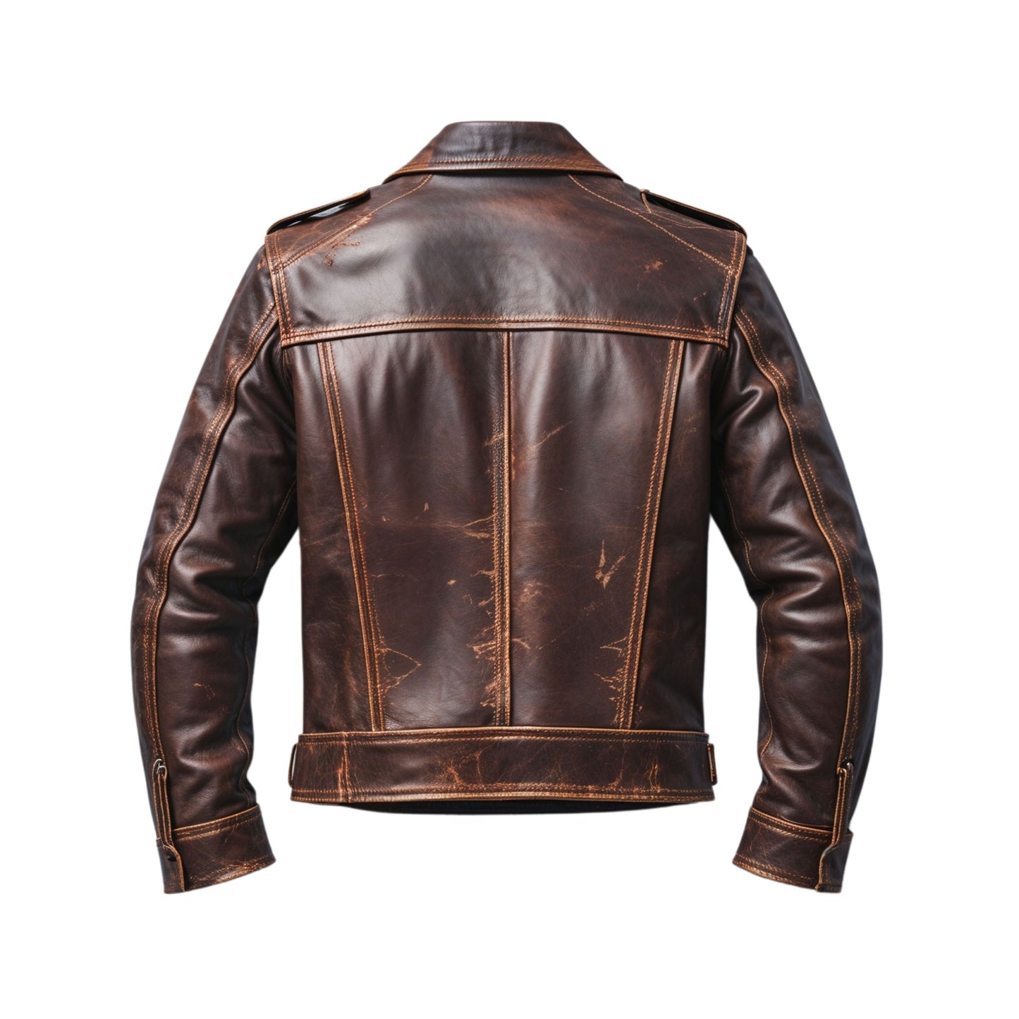 Men Brown Distressed Leather Trucker Jacket Vintage Finish Timeless Rugged Style Everyday Versatility