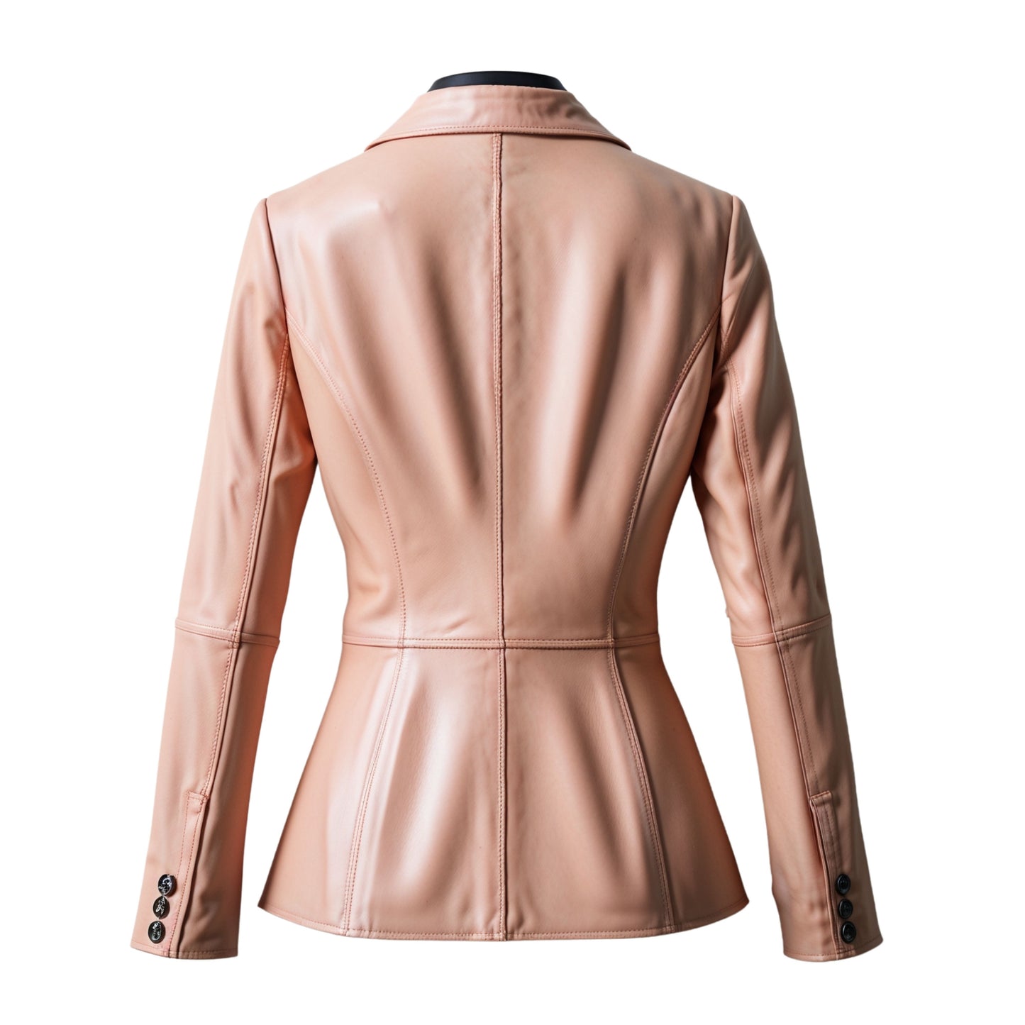 Women's Blush Pink Real Leather Blazer Jacket – Tailored Slim Fit, Notched Lapel