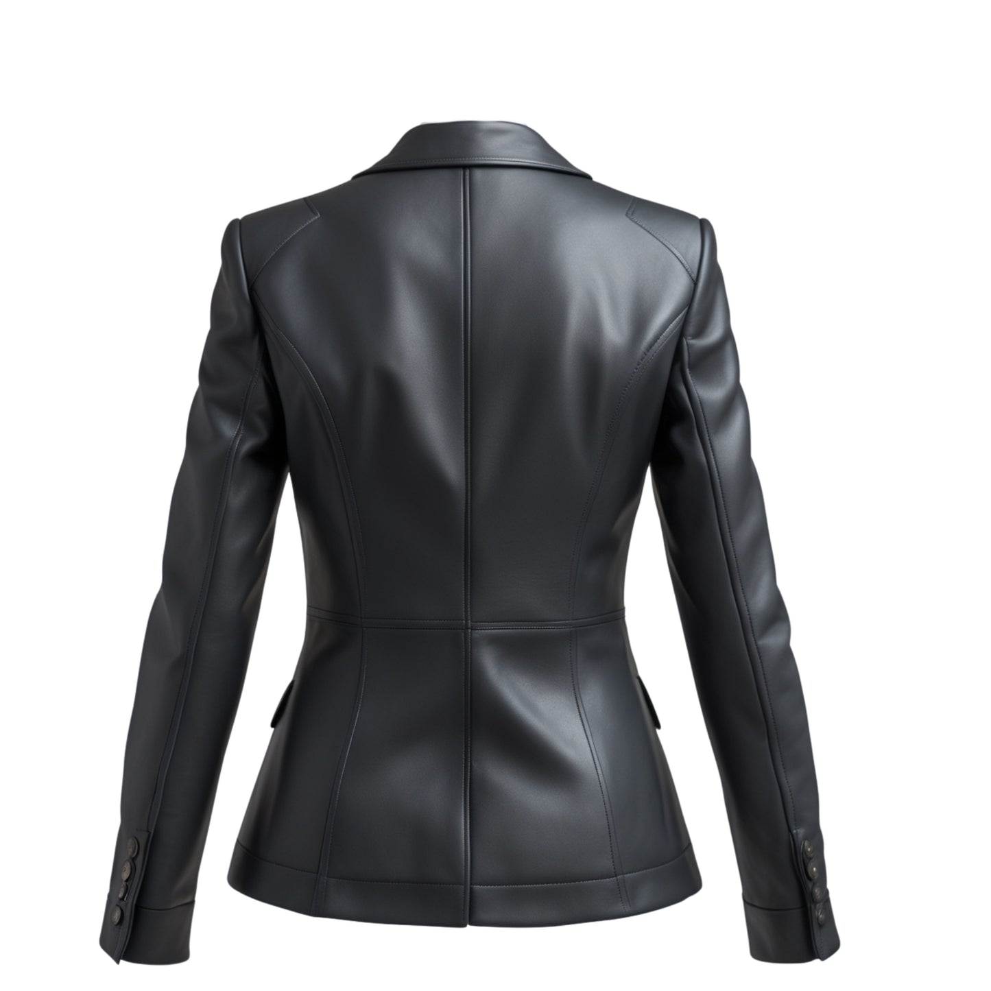 Black Real Leather Blazer Jacket – Slim Fit Peak Lapel Office Style