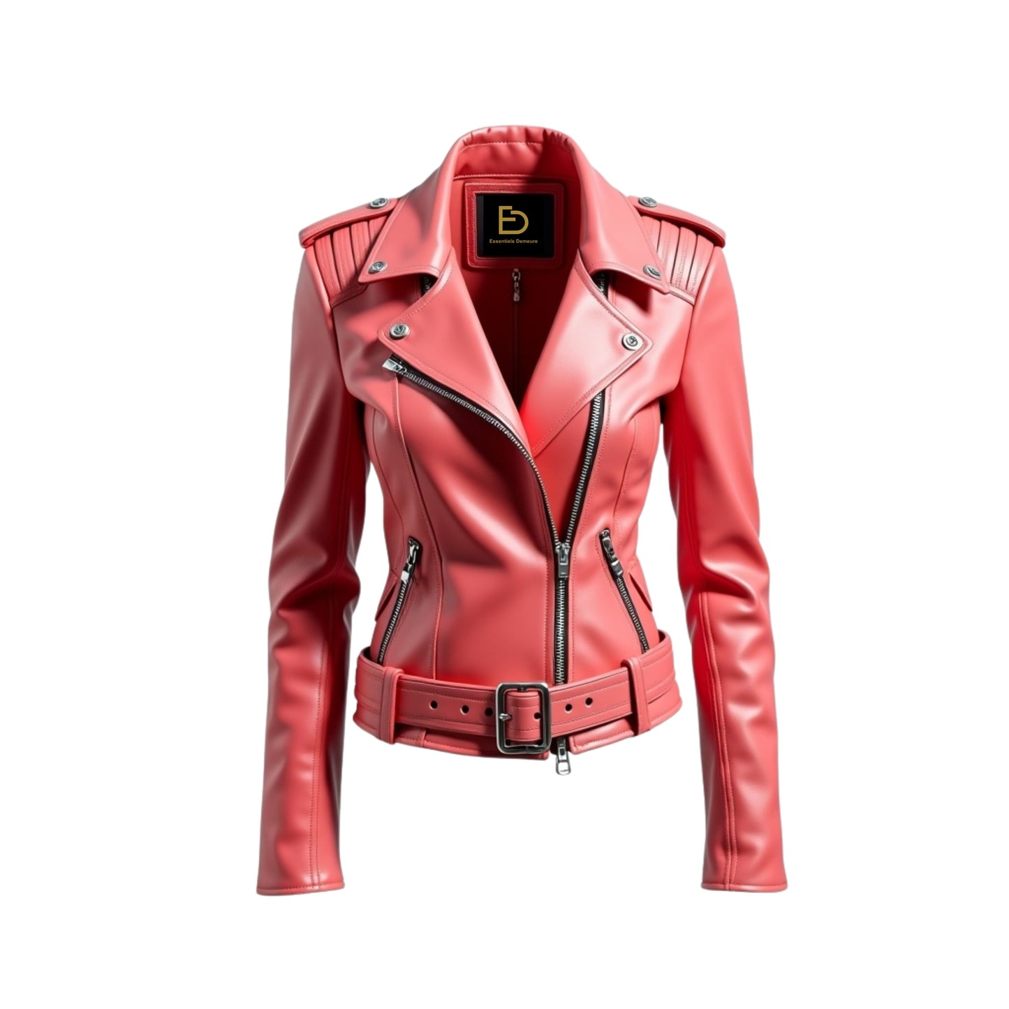 Pink Real Leather Biker Jacket: Quilted Punk Moto Rebel Style