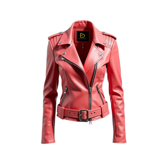 Pink Real Leather Biker Jacket: Quilted Punk Moto Rebel Style