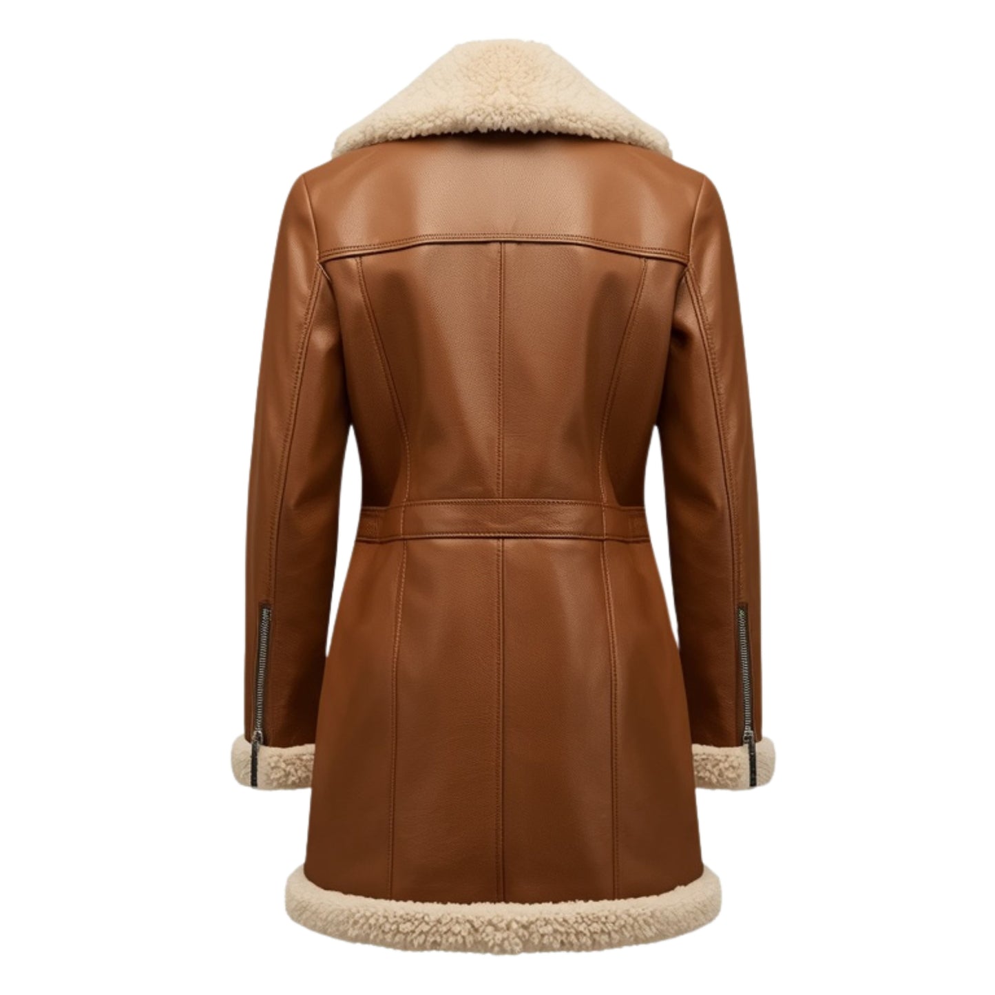 Men's Brown Leather Shearling Aviator Biker Coat – Fitted Winter Warmth