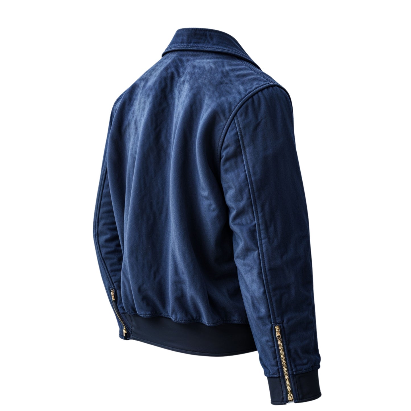 Navy Blue Bomber Jacket: Classic Flight Style, Ribbed Cuffs, Zipper Pockets