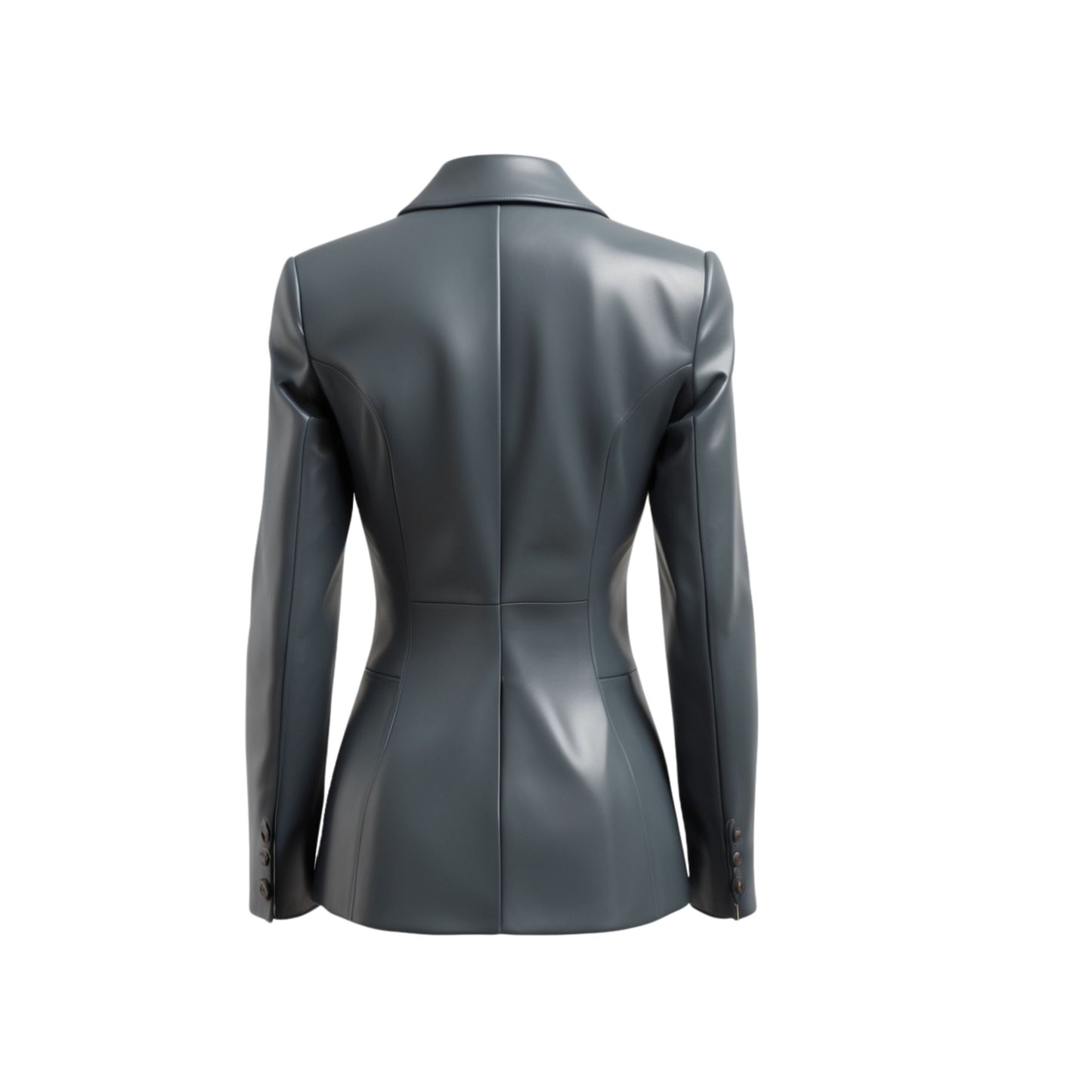 Womens Real Leather Blazer Jacket Steel Blue Grey Slim Tailored Office Fashion Outerwear