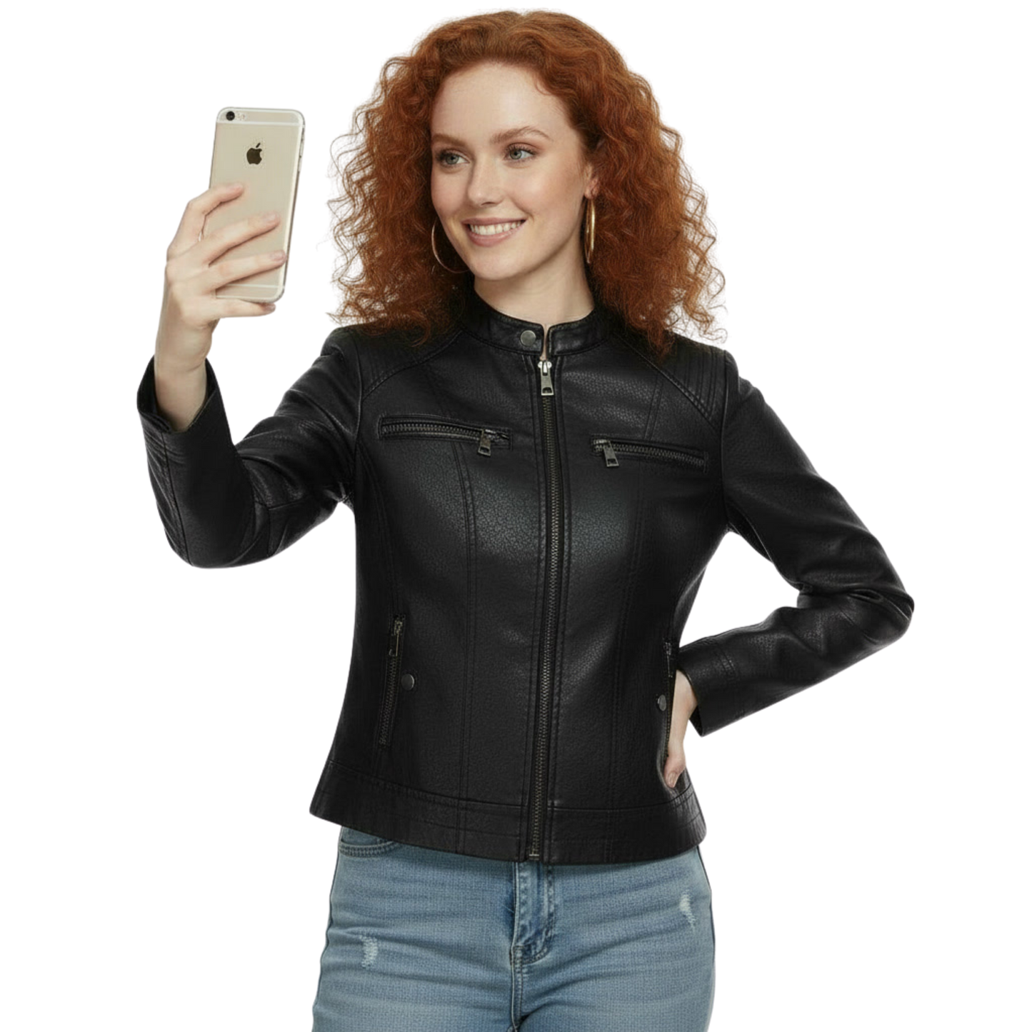 Women's Black Sheepskin Leather Biker Jacket - Quilted Moto Streetwear