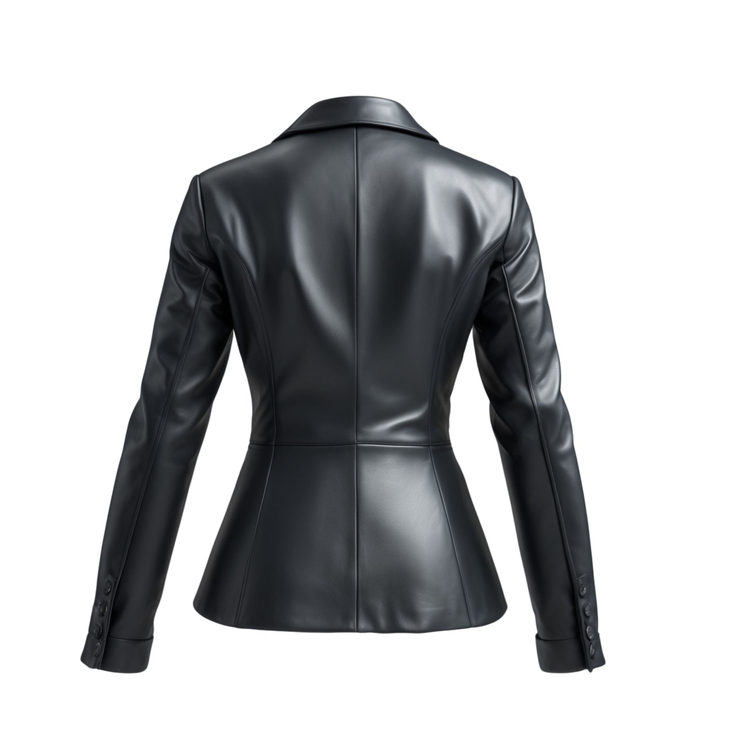Black Real Leather Blazer Jacket: Slim Fit, Single Button, Peak Lapel Coat