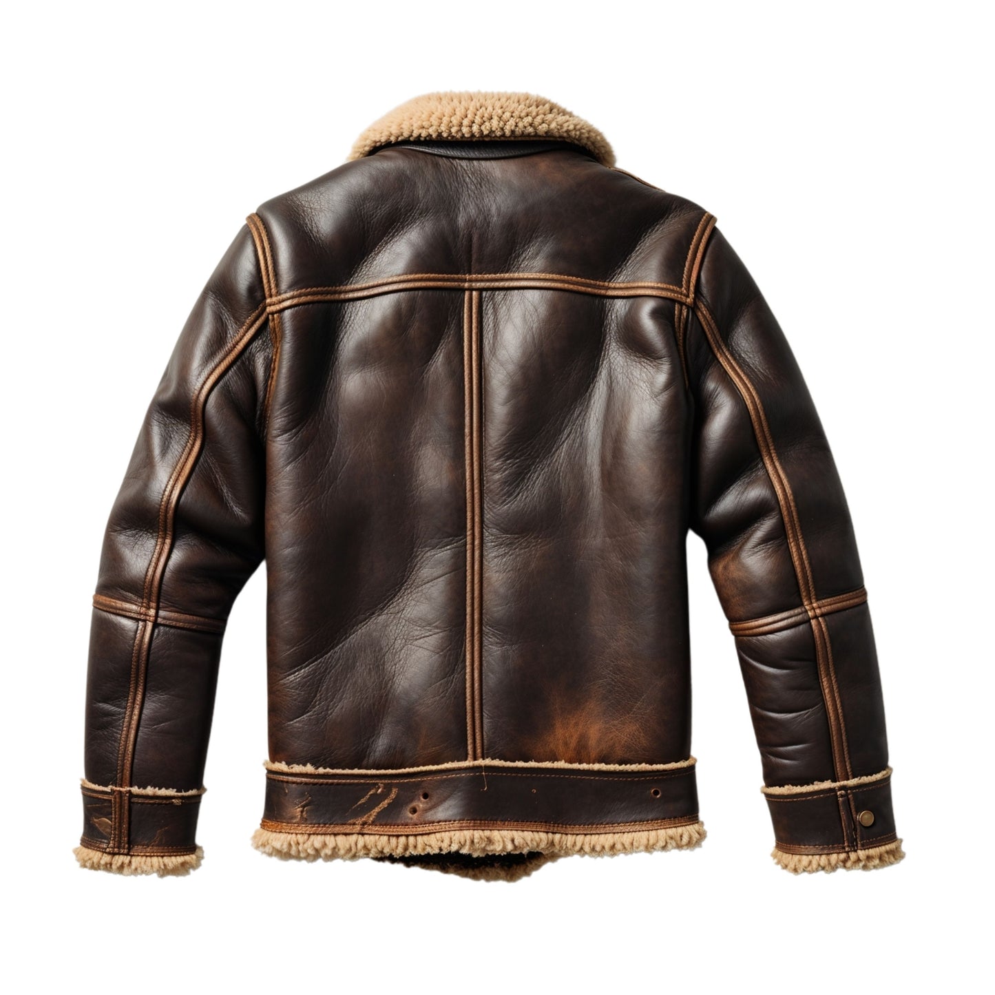 Men's Real Leather Shearling Lined Aviator Jacket – Classic Brown Bomber Style