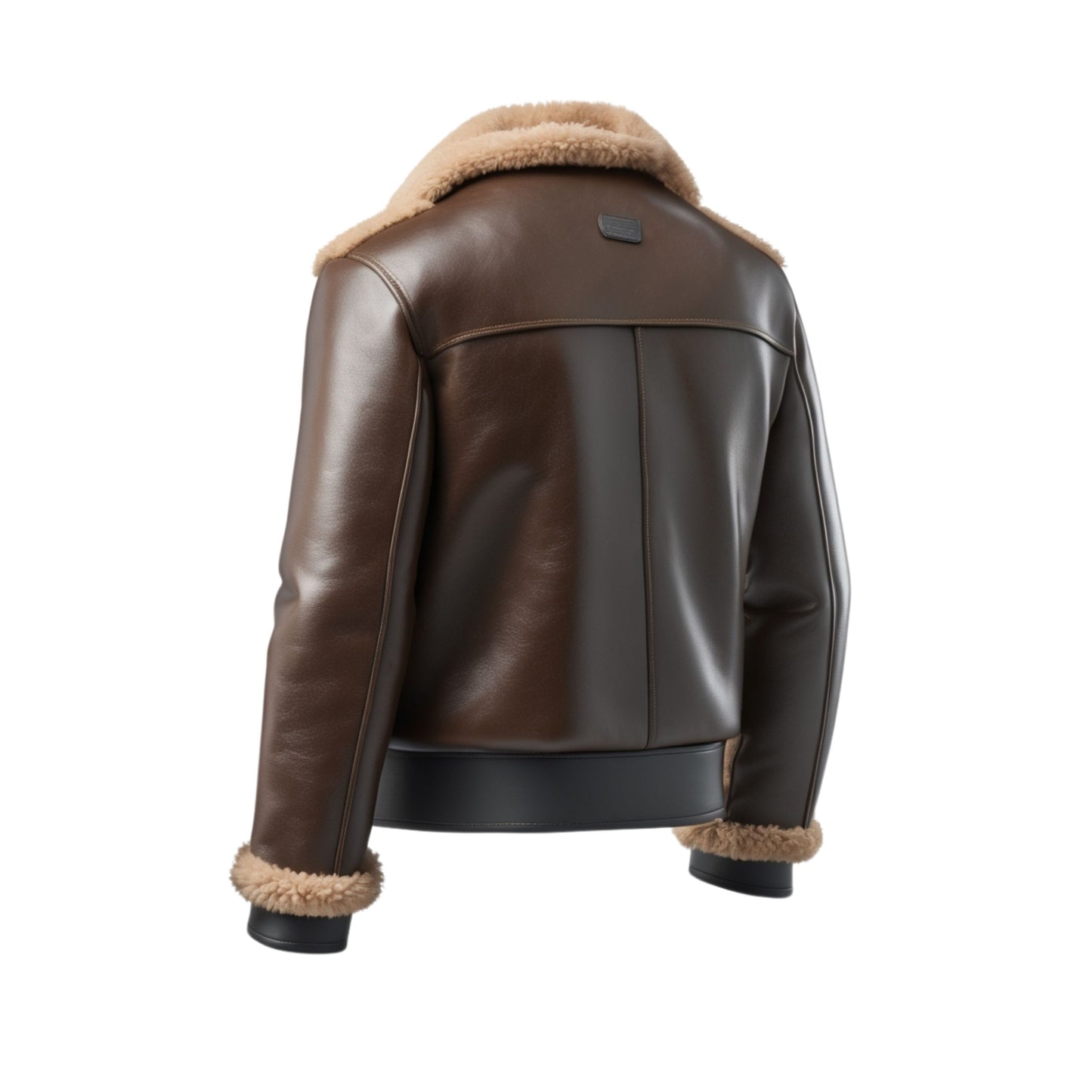 Brown Beige Leather Aviator Jacket with Shearling Lining – Classic Flight Style Coat