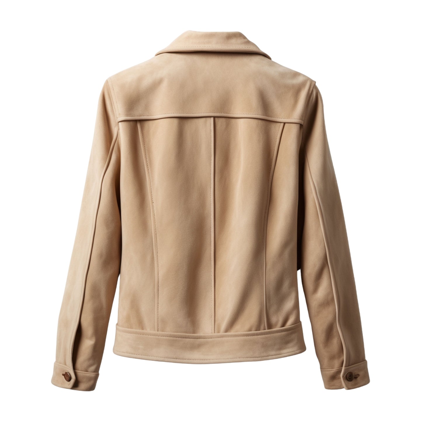 Womens Beige Suede Leather Blazer Jacket – Slim Fit, Button Front, Notched Lapel