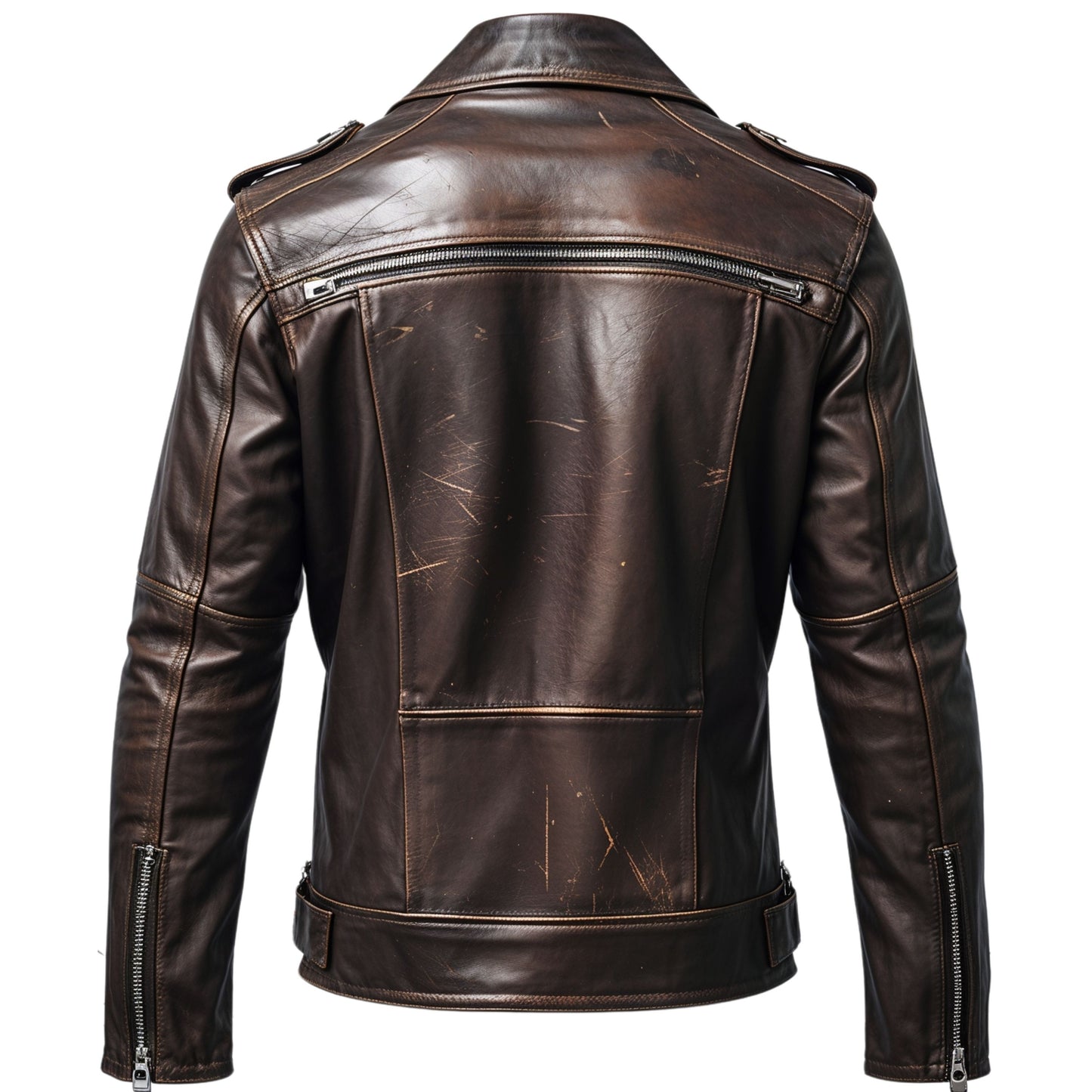 Mens Real Leather Biker Jacket Classic Asymmetrical Zipper Multiple Secure Pockets Timeless Rugged Style