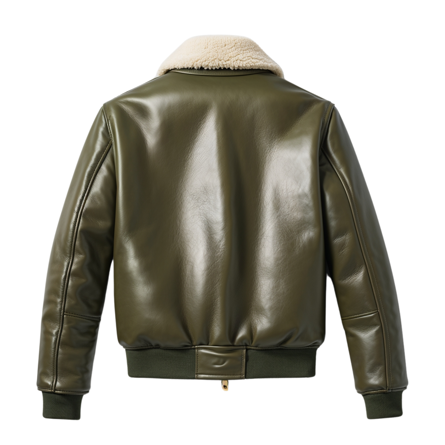 Men Olive Green Real Leather Bomber Jacket Gold Tone Zippers Modern Winter Warmth Standout Urban Style