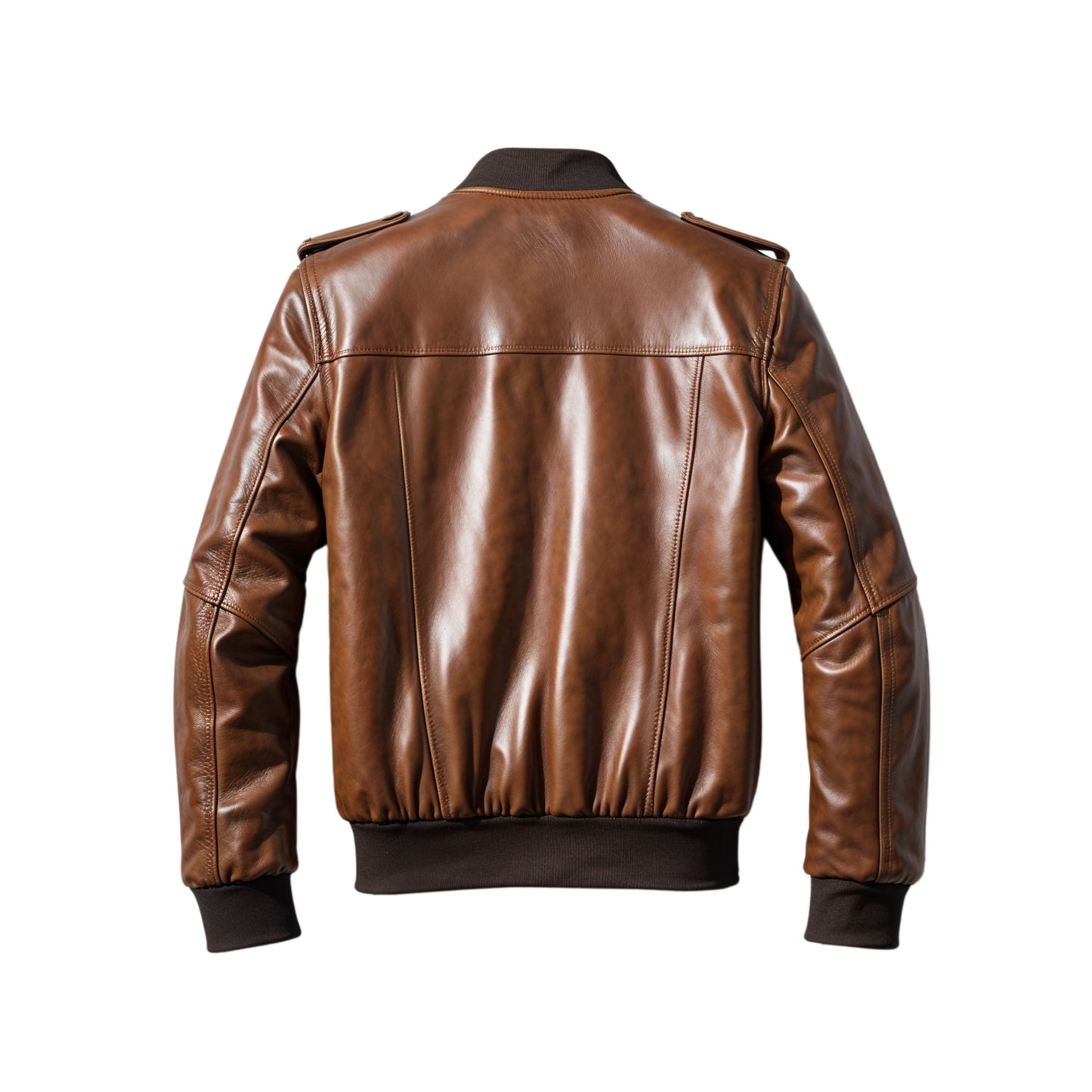 Men's Real Leather Bomber Jacket: Quilted Contrast Pockets, Urban Street Style Comfort