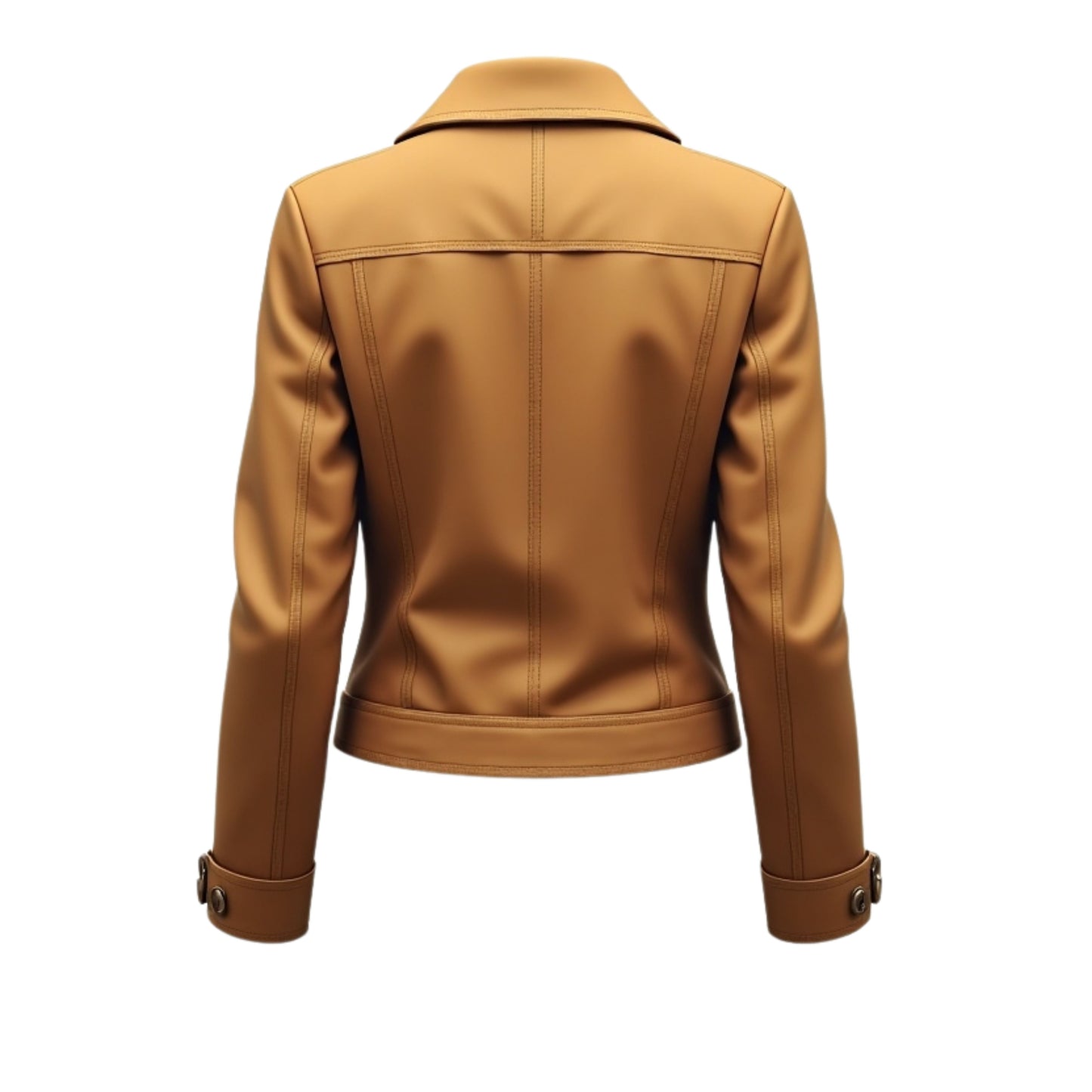 Tan Real Leather Fringed Biker Jacket – Bohemian Moto Style Belted Asymmetrical Zipper