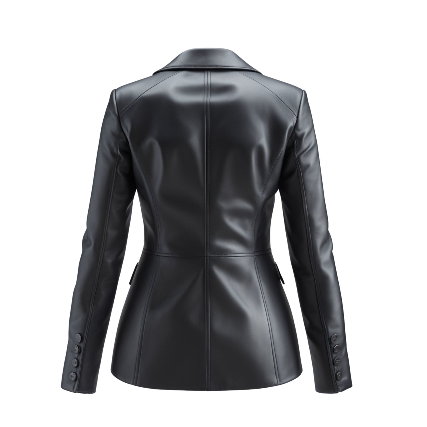 Black Real Leather Blazer Jacket, Tailored Fit, Modern Office Coat