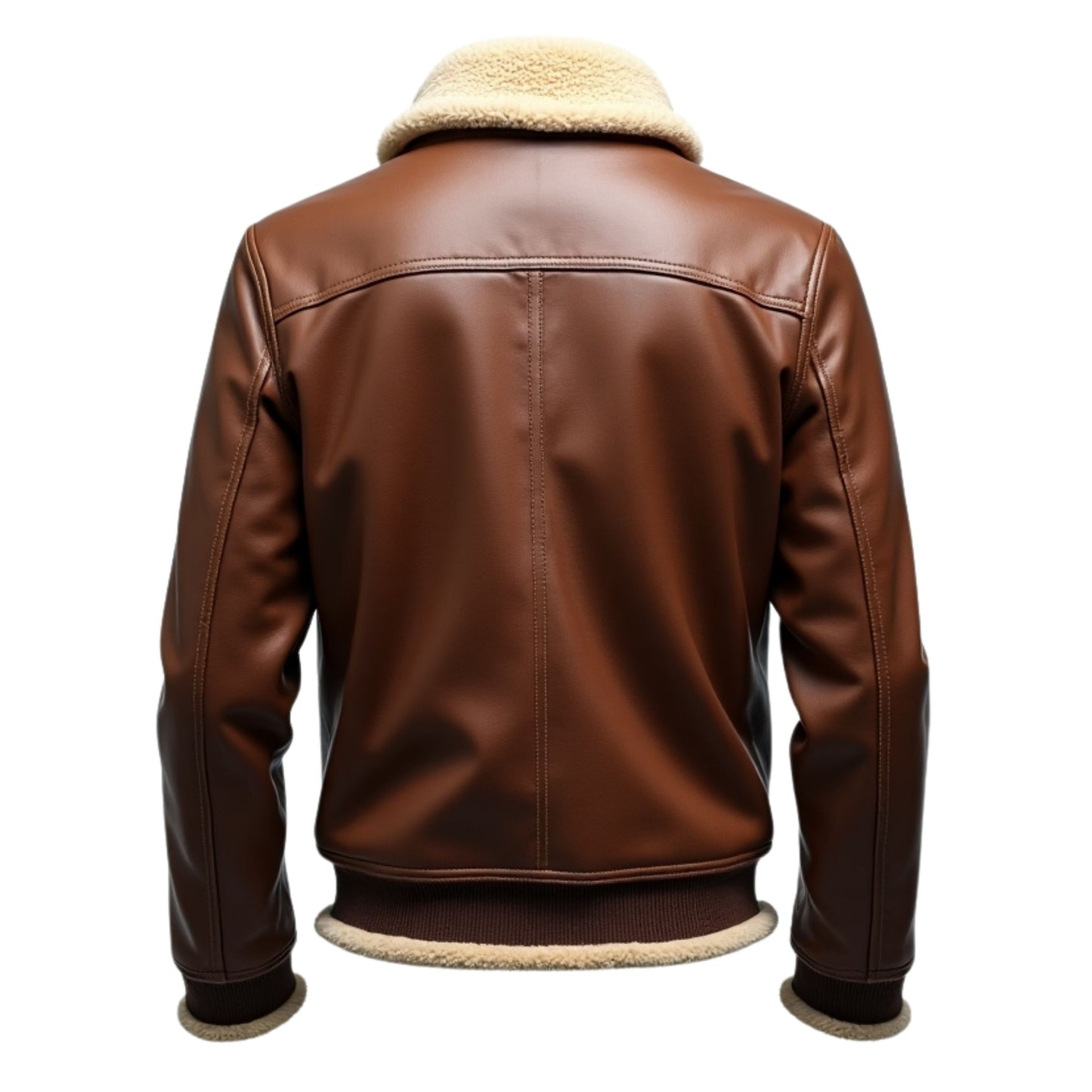 Men's Brown Leather Bomber Jacket with Shearling Collar, Aviator Style Warmth
