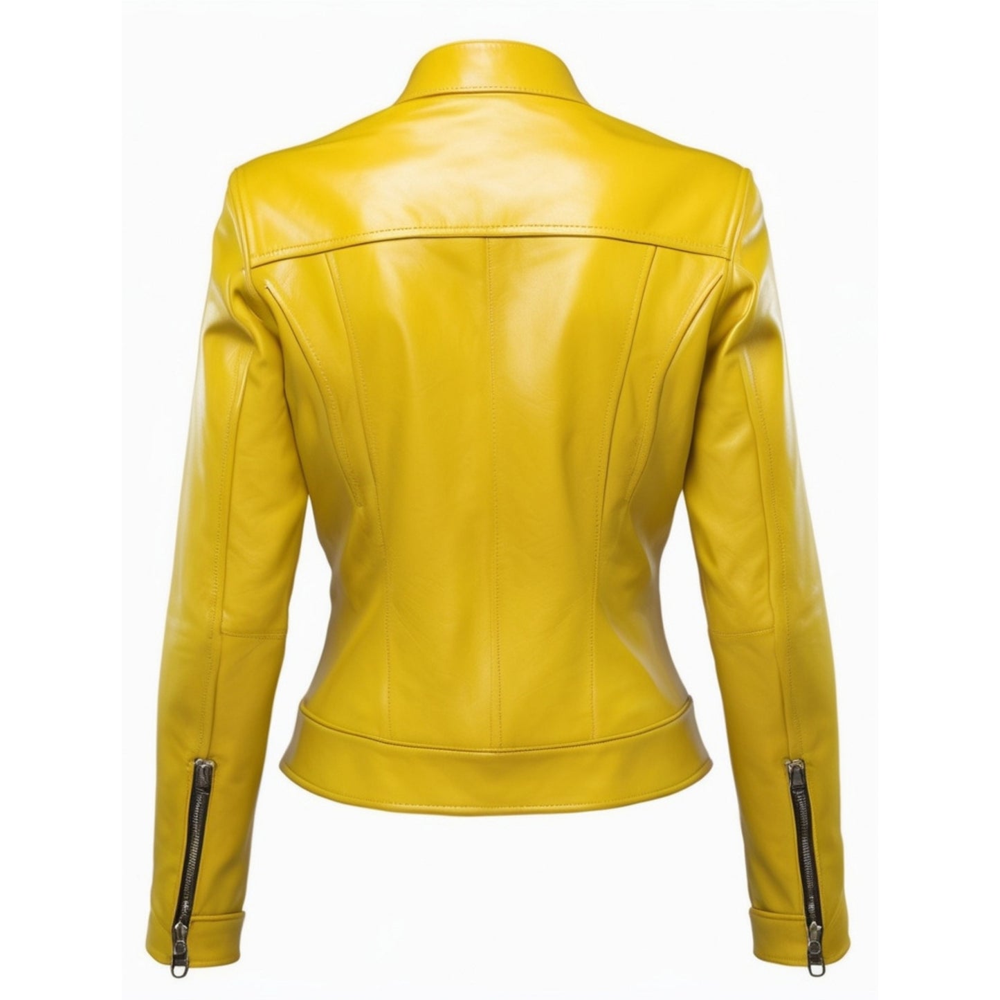 Womens Yellow Leather Moto Jacket – Slim Fit Biker Outerwear
