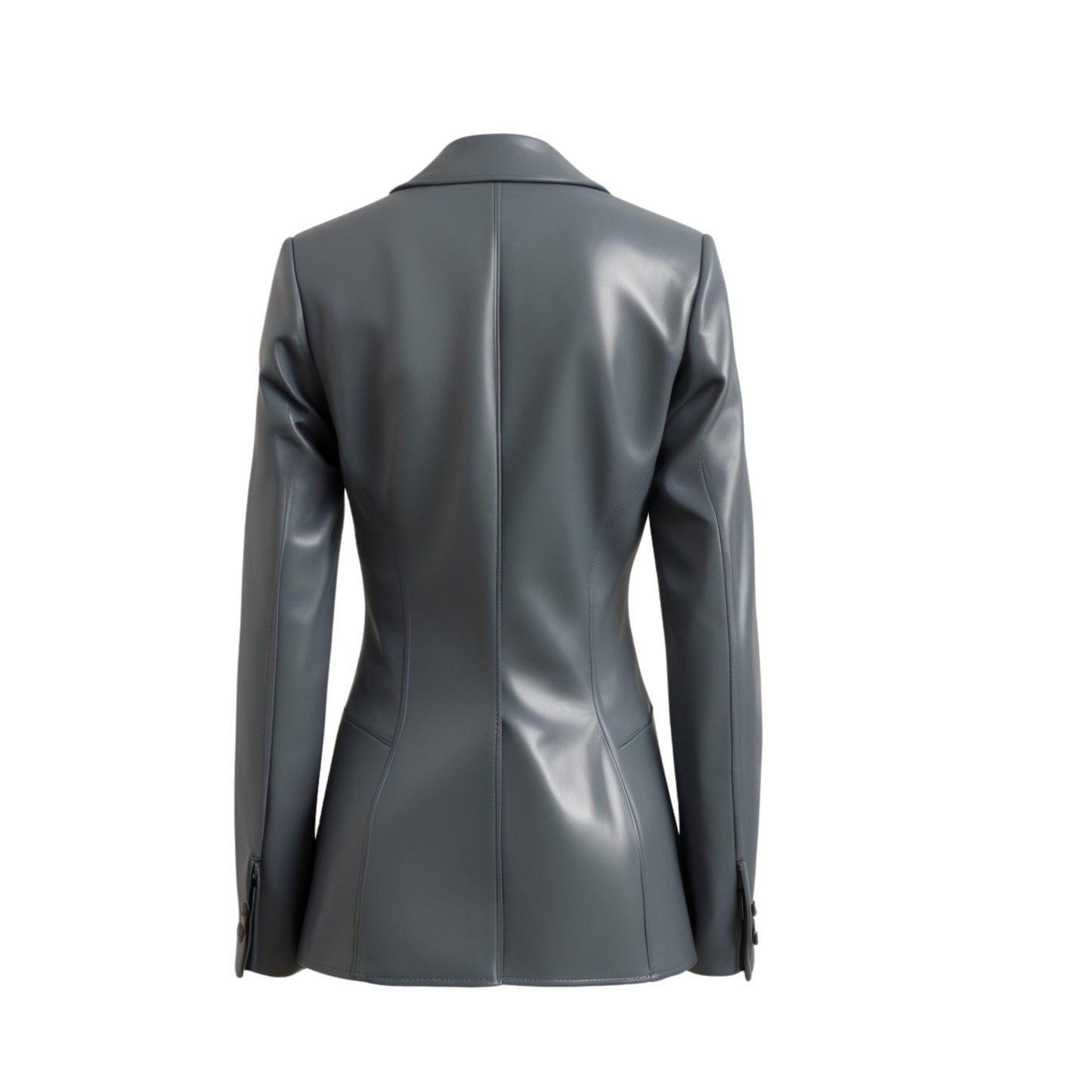 Womens Real Leather Blazer Jacket: Slate Grey, Single Button, Notched Lapel Coat