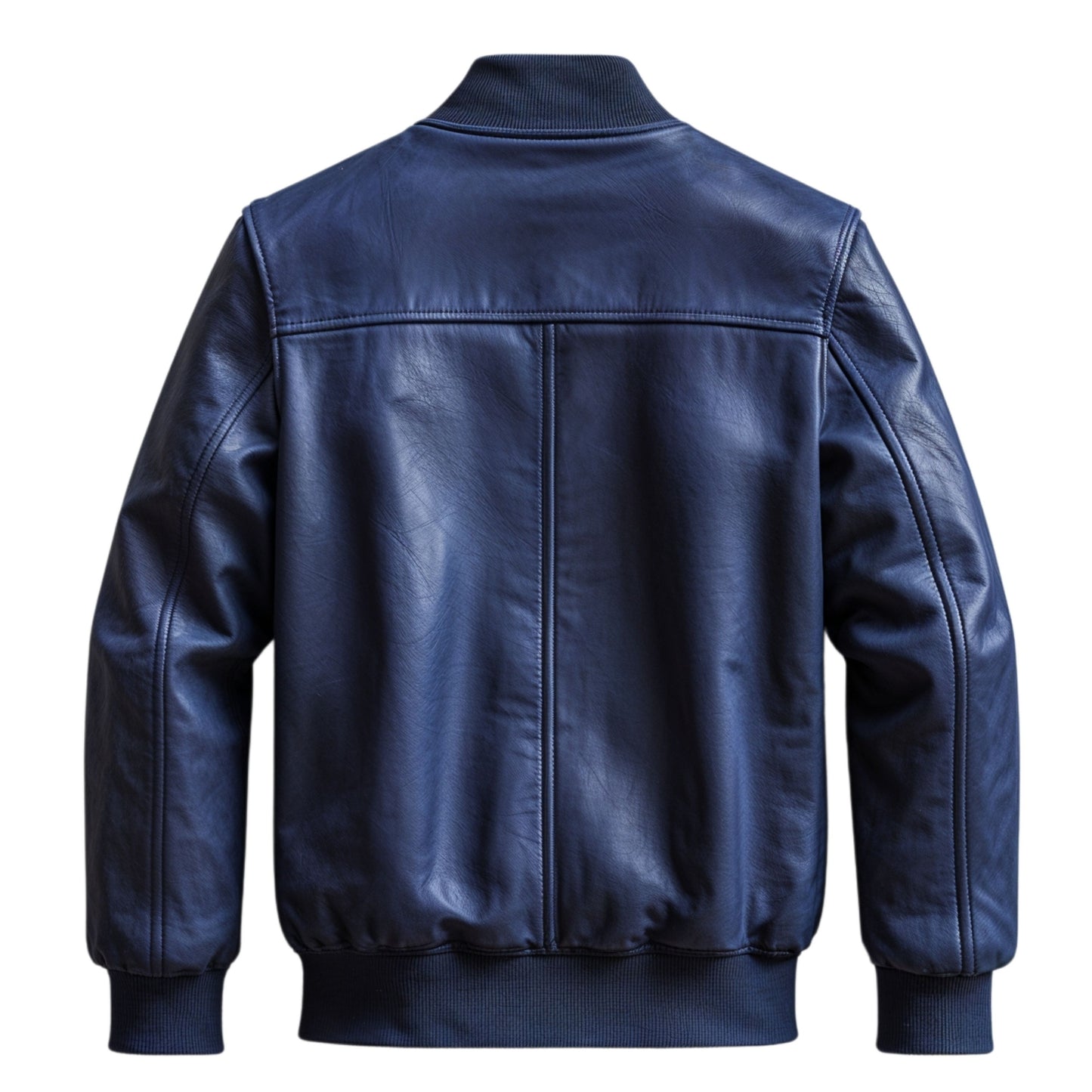 Men's Navy Blue Bomber Jacket: Lightweight, Ribbed Collar, Cuffs, All-Season Casual Style
