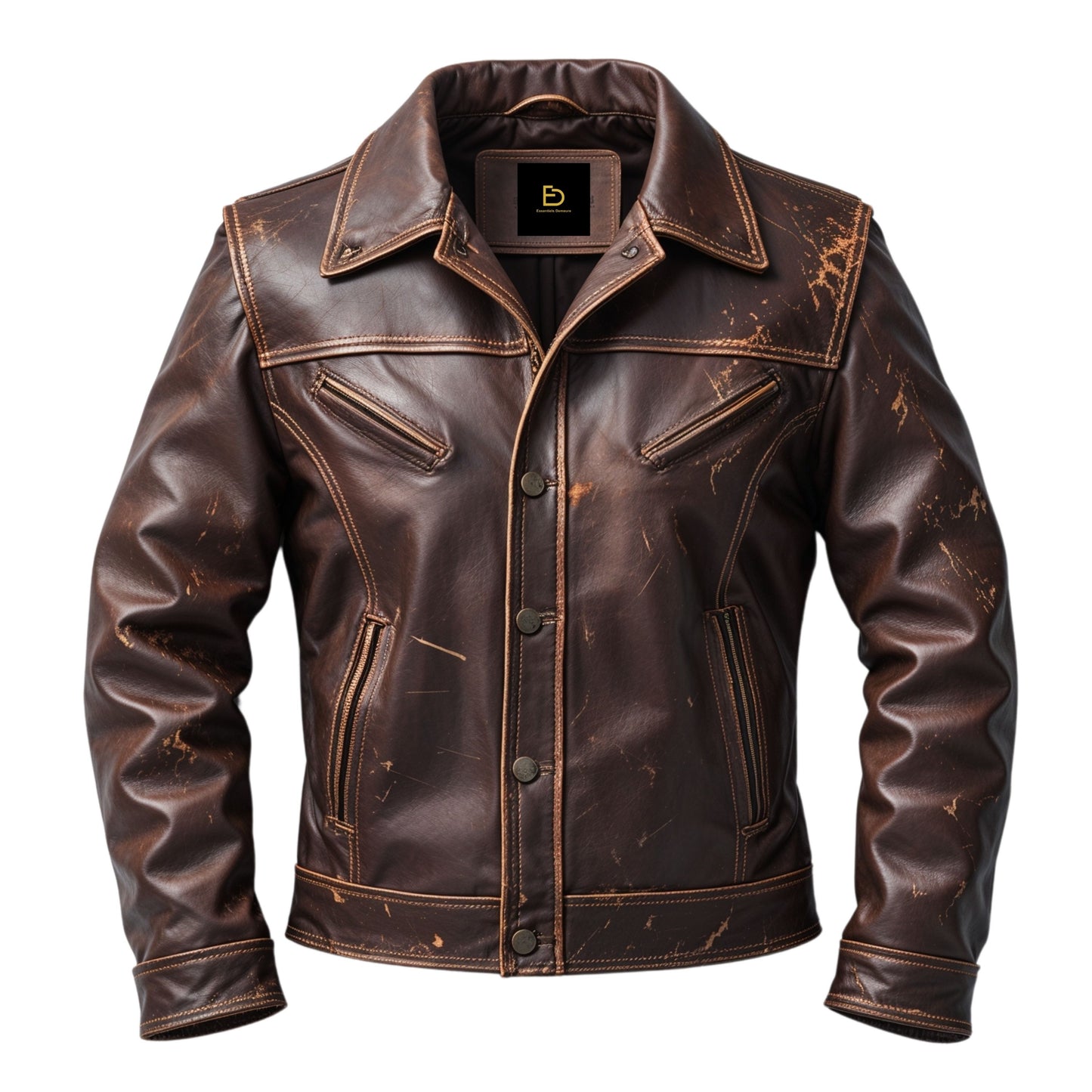Men's Distressed Brown Real Leather Trucker Jacket – Timeless Classic Style