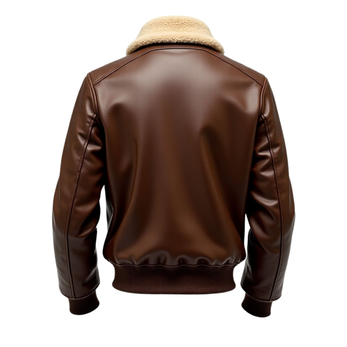 Men's Brown Leather Bomber Jacket with Sherpa Collar – Classic Aviator Winter Style