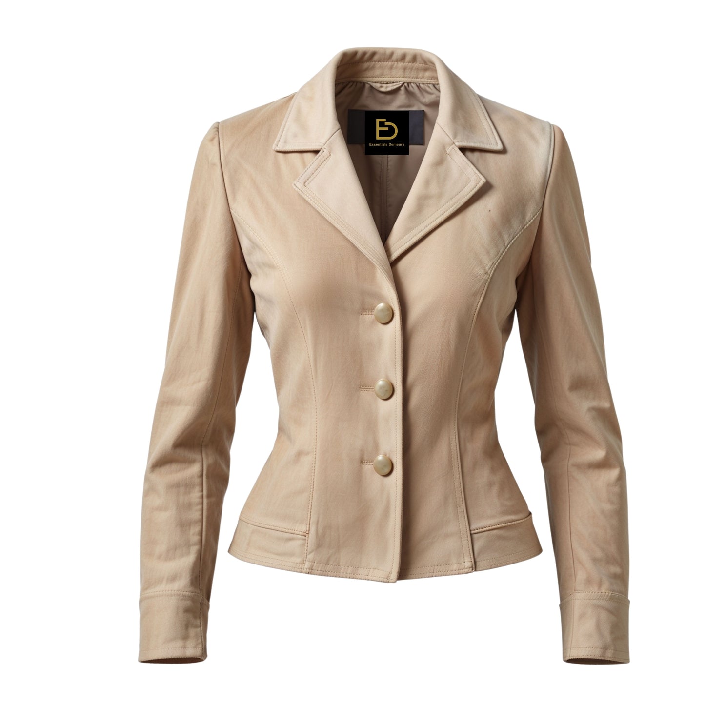 Women Real Leather Beige Blazer Jacket Tailored Fit Elegant Outerwear for Modern Everyday Styling