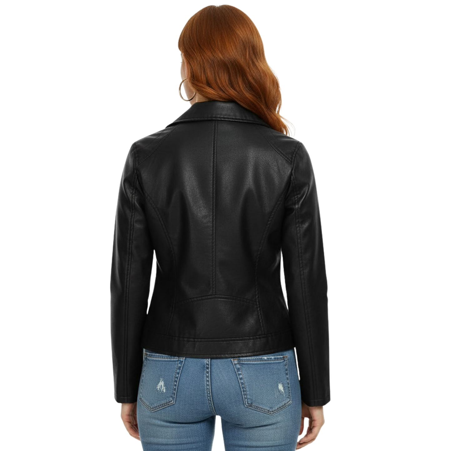 Women's Real Leather Biker Jacket: Black Moto Style, Slim Fit