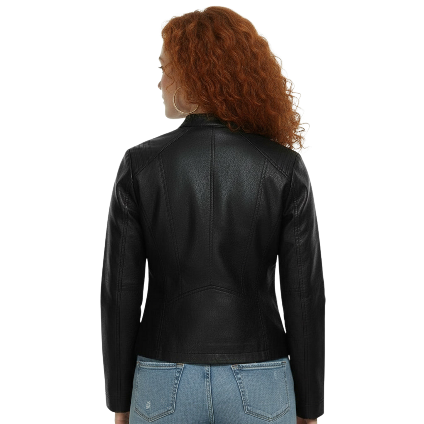 Women's Black Sheepskin Leather Biker Jacket - Quilted Moto Streetwear