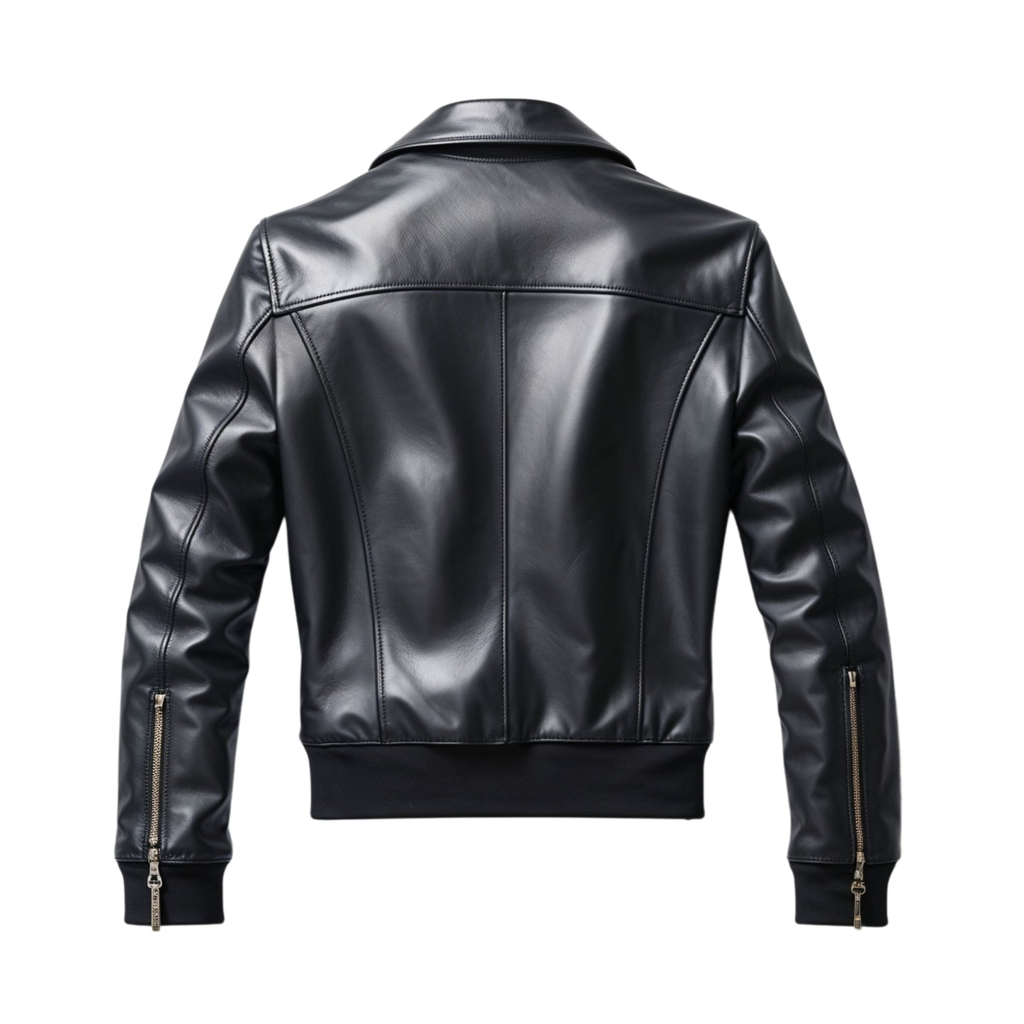 Men's Real Leather Bomber Jacket: Zipper Pockets, All-Season Comfort, Stylish Design