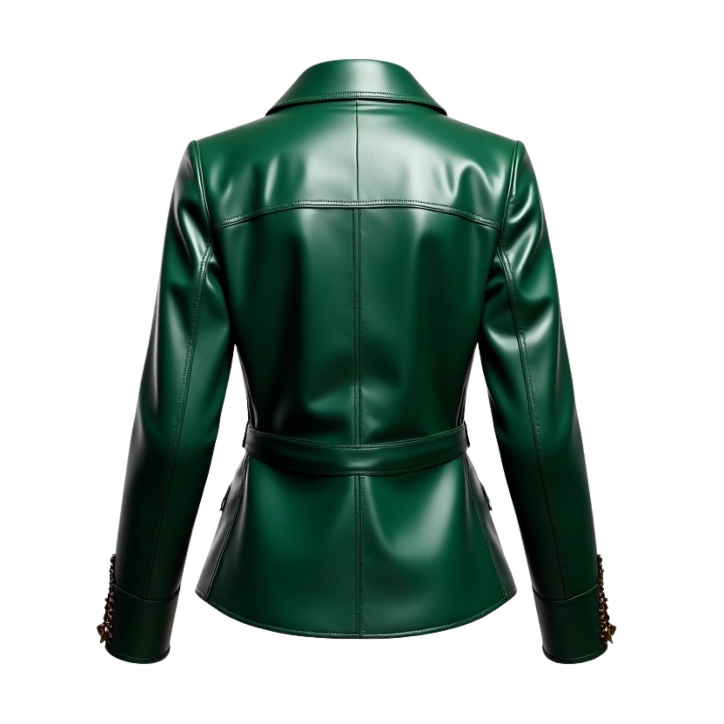 Hunter Green Real Leather Belted Jacket – Women's Fitted Moto Wear