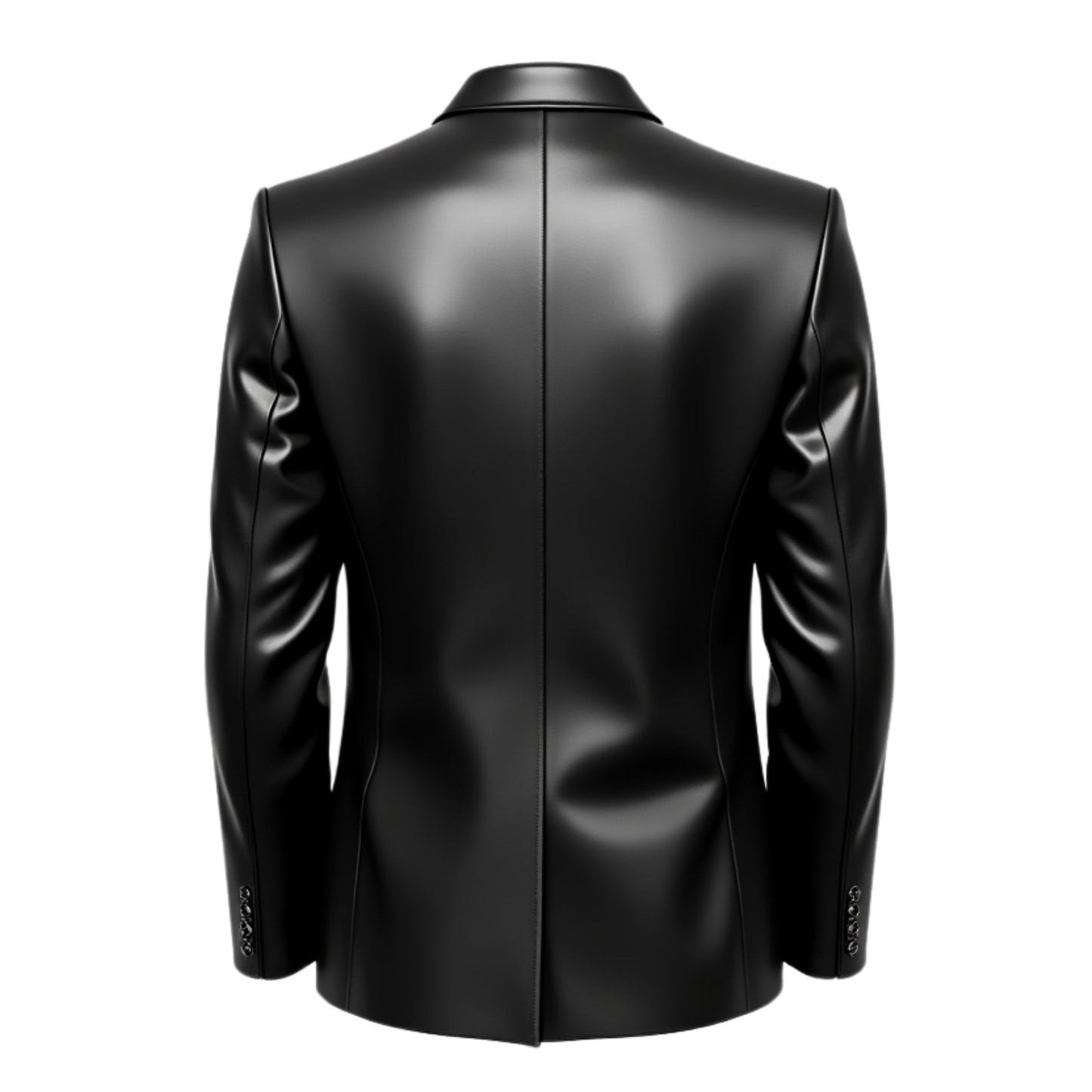 Men's Black Real Leather Blazer: Classic Two-Button Tailored Fit Jacket